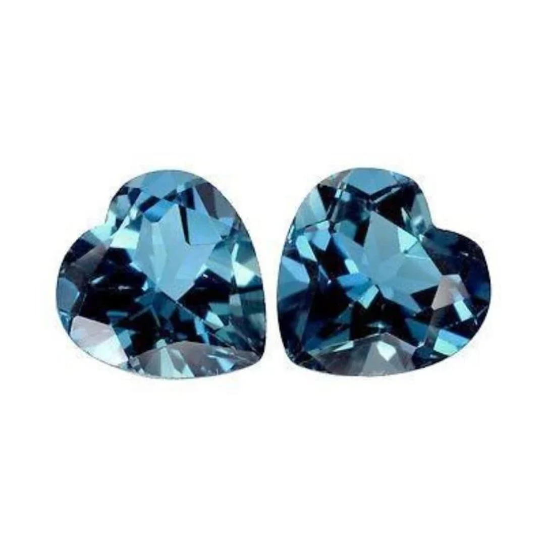 Natural London Blue Topaz Heart Pair [Flawless-VV