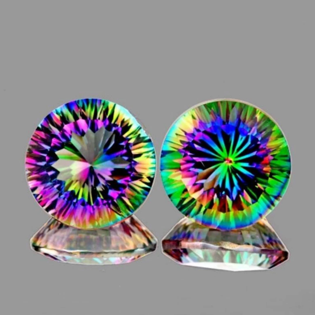 Natural Rainbow Mystic Quartz Pair {Flawless-VVS1