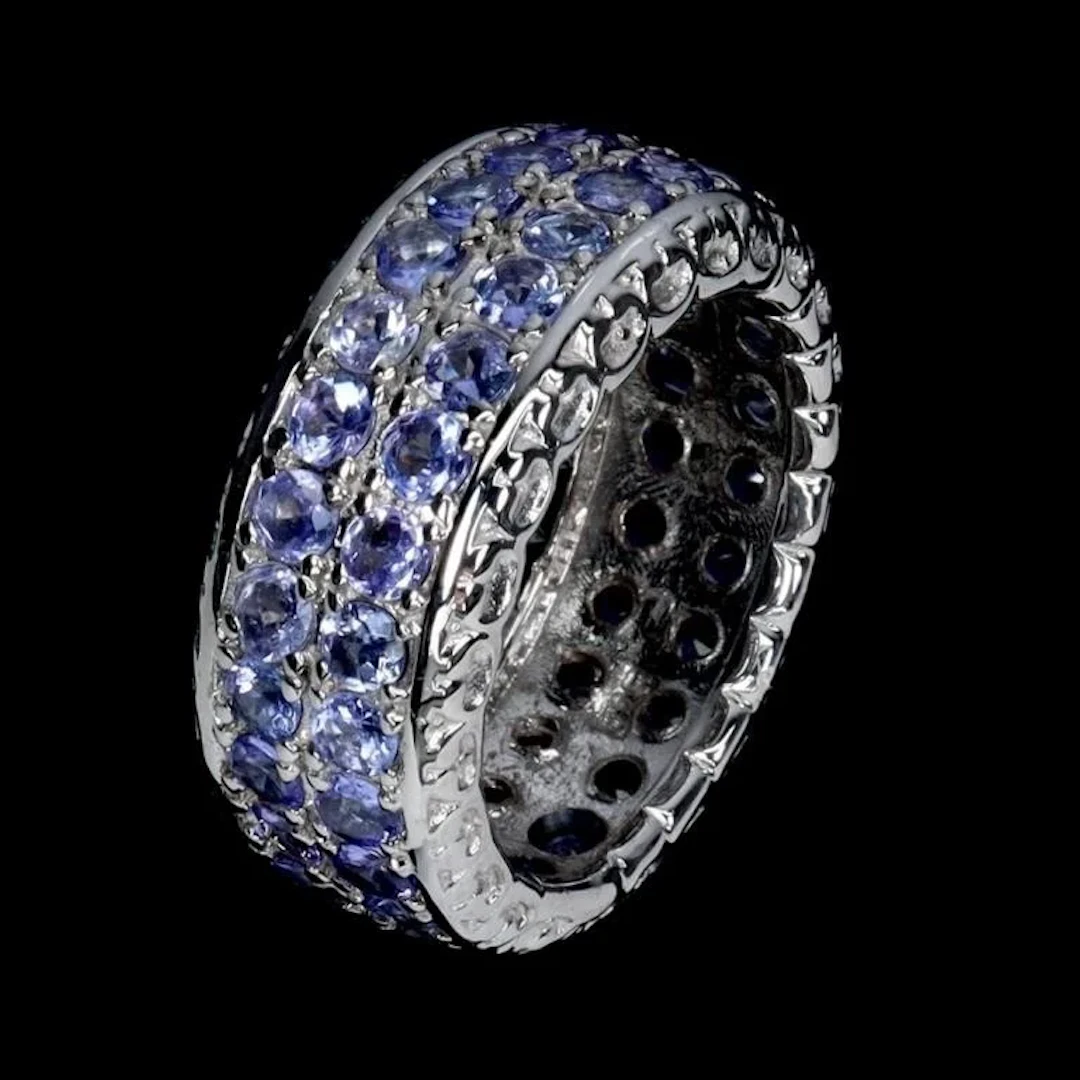 Natural Round Round Tanzanite Eternity Ring