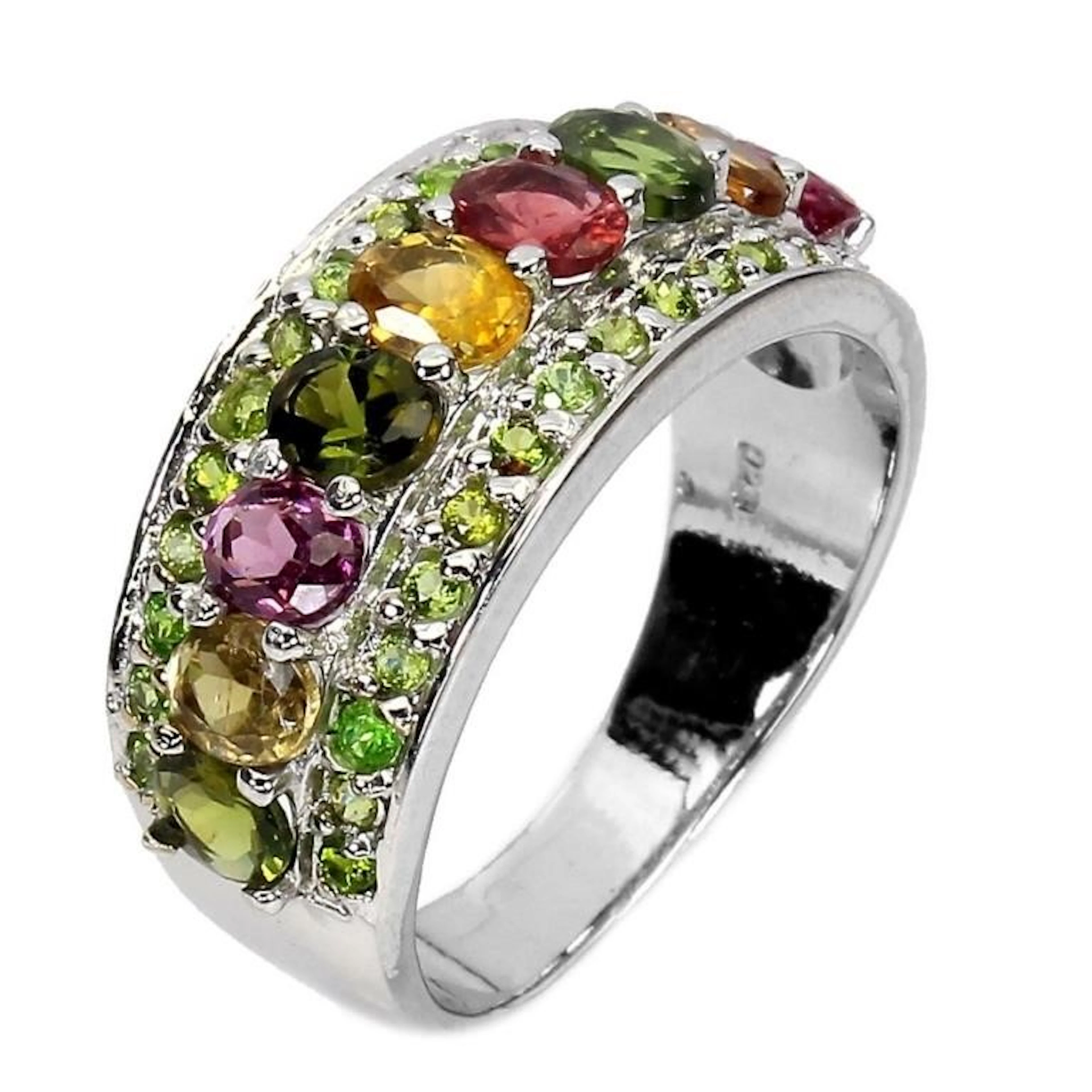 Natural Multi Color Brazil Tourmaline Ring