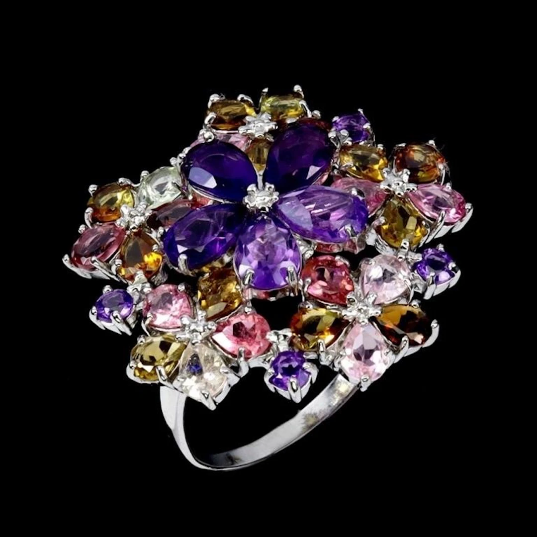 Natural Amethyst Tourmaline Ring