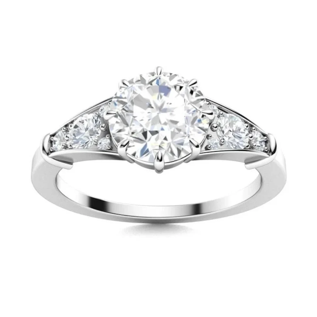 Gold & Brilliant White Diamond 2.50 Cts Ring - E/V