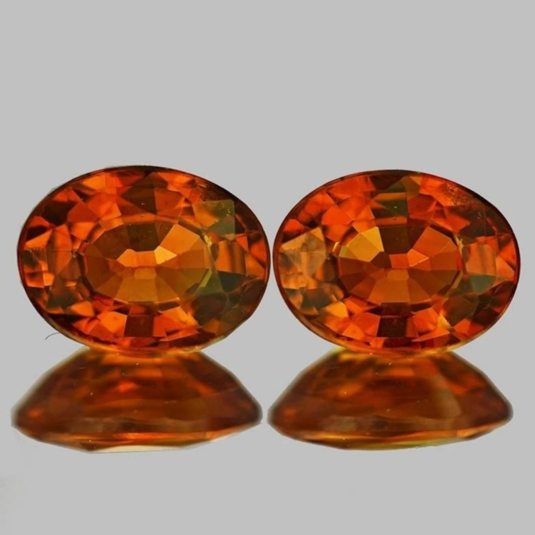 Natural Mandarin Orange Spessartite Garnet Pair -