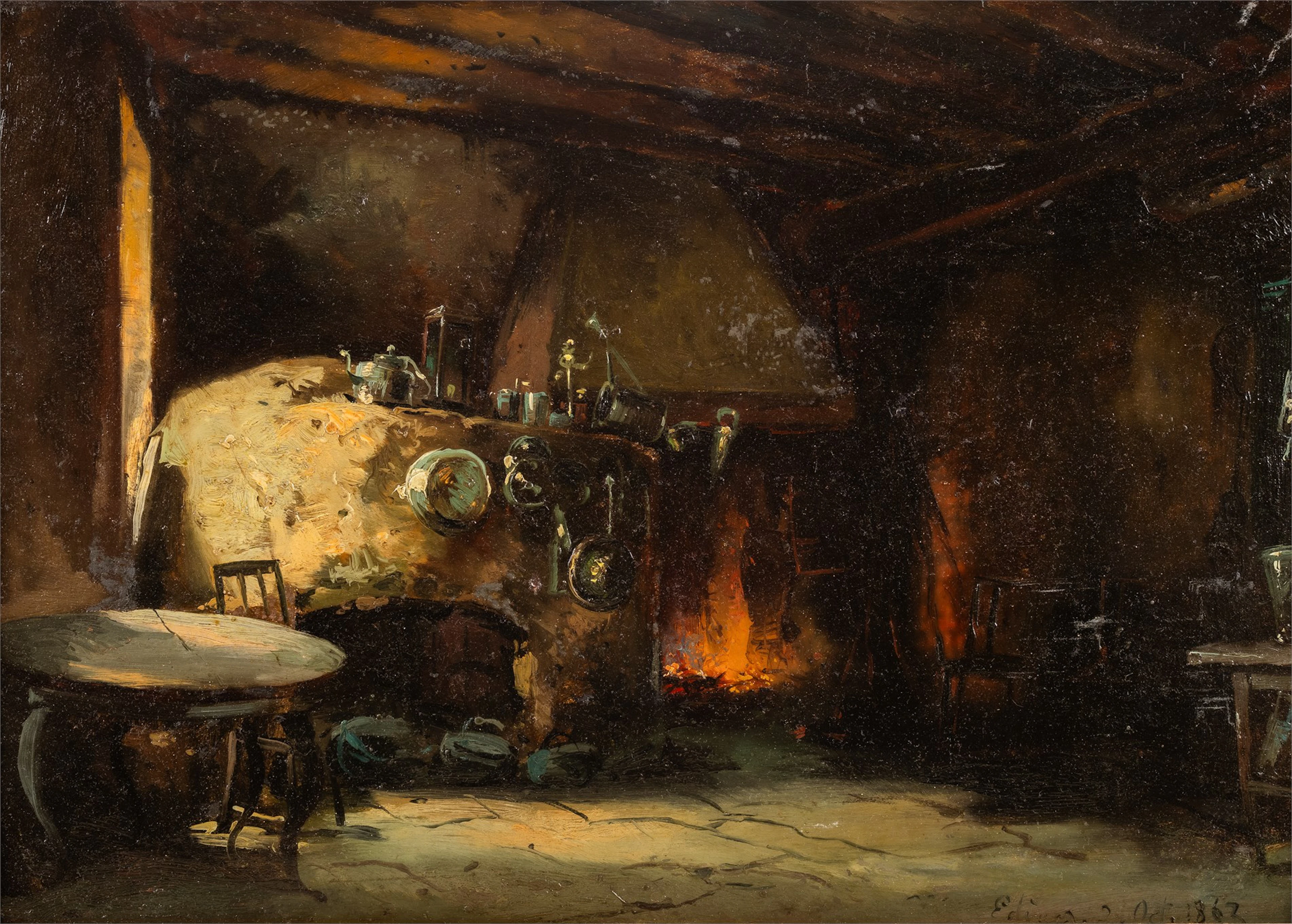 Kontinental Skole 1800-tallet Kjøkkeninteriør, 1862