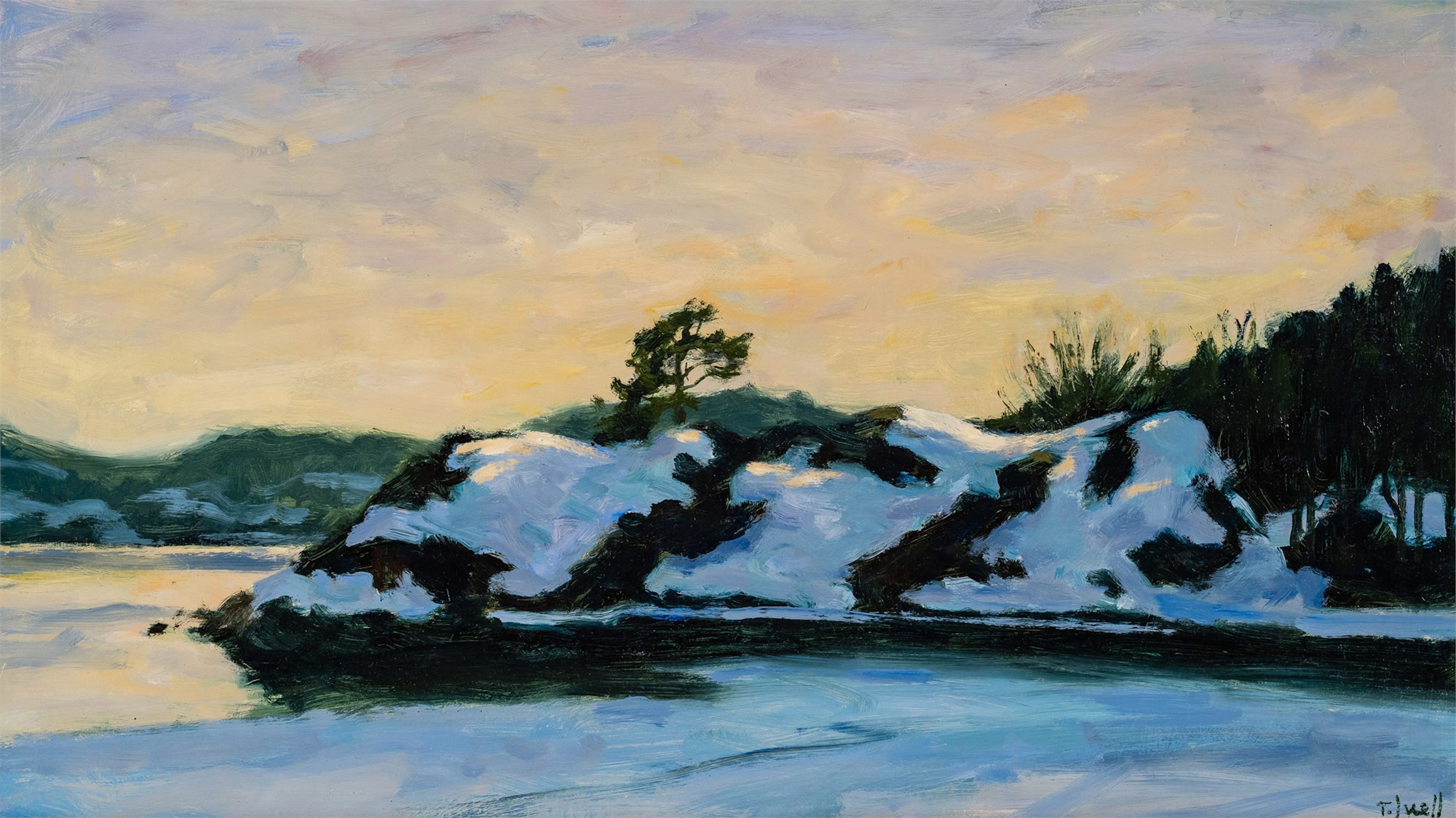 Tore Juell (1942 - ) "Vinteraften - Rørvik"