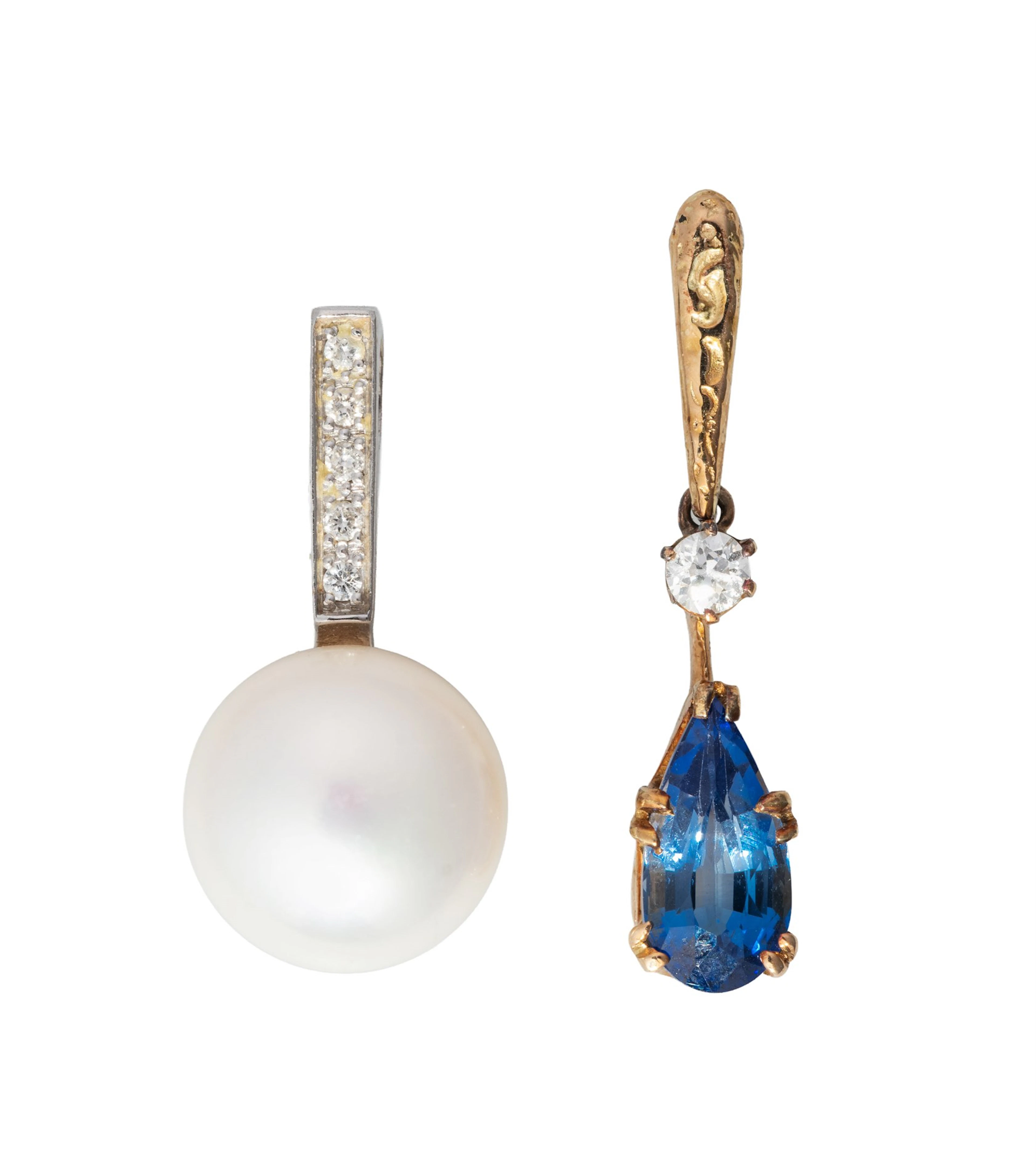 To anheng, med safir, perle og diamanter
