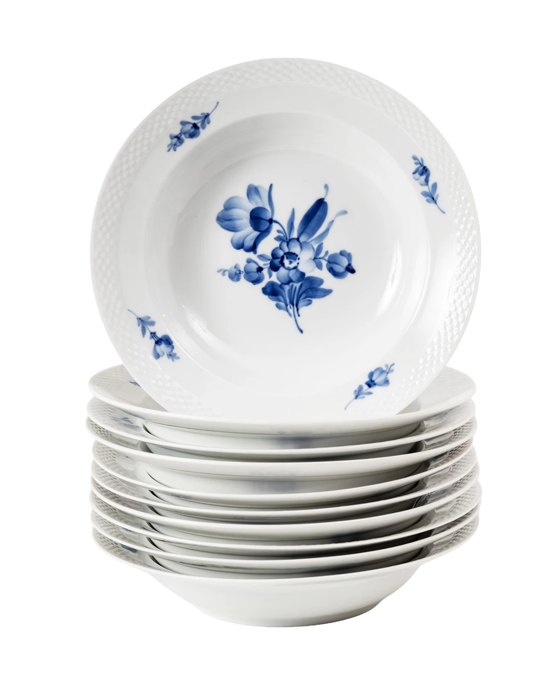 Royal Copenhagen / Kgl. dansk Store suppertallerkner - "Blå blomst"