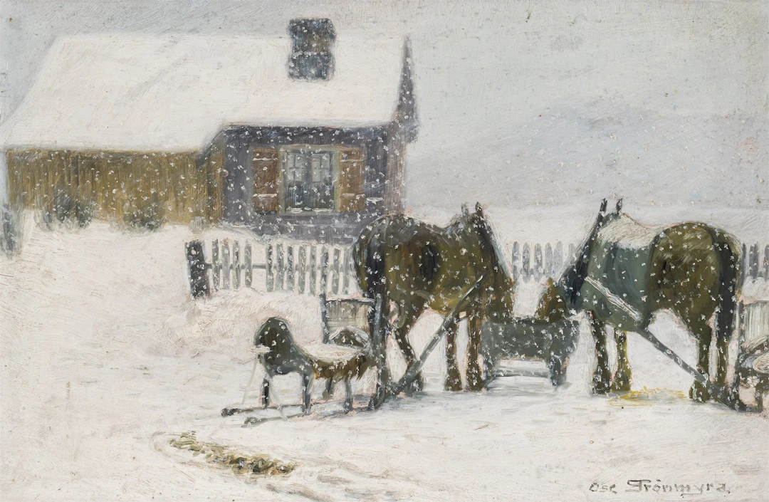 Oscar Grønnmya Hester med slede