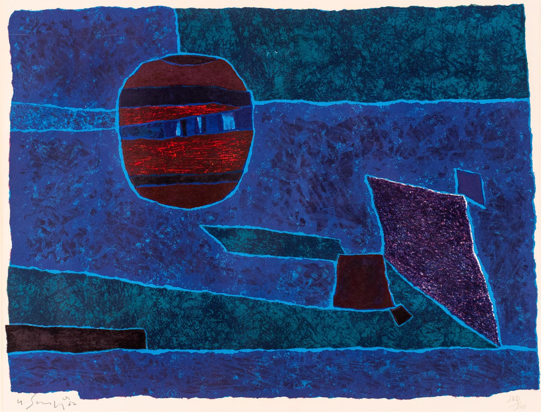 Gustave Singier (1909 - 1984) "Bleu-violet" 1962
