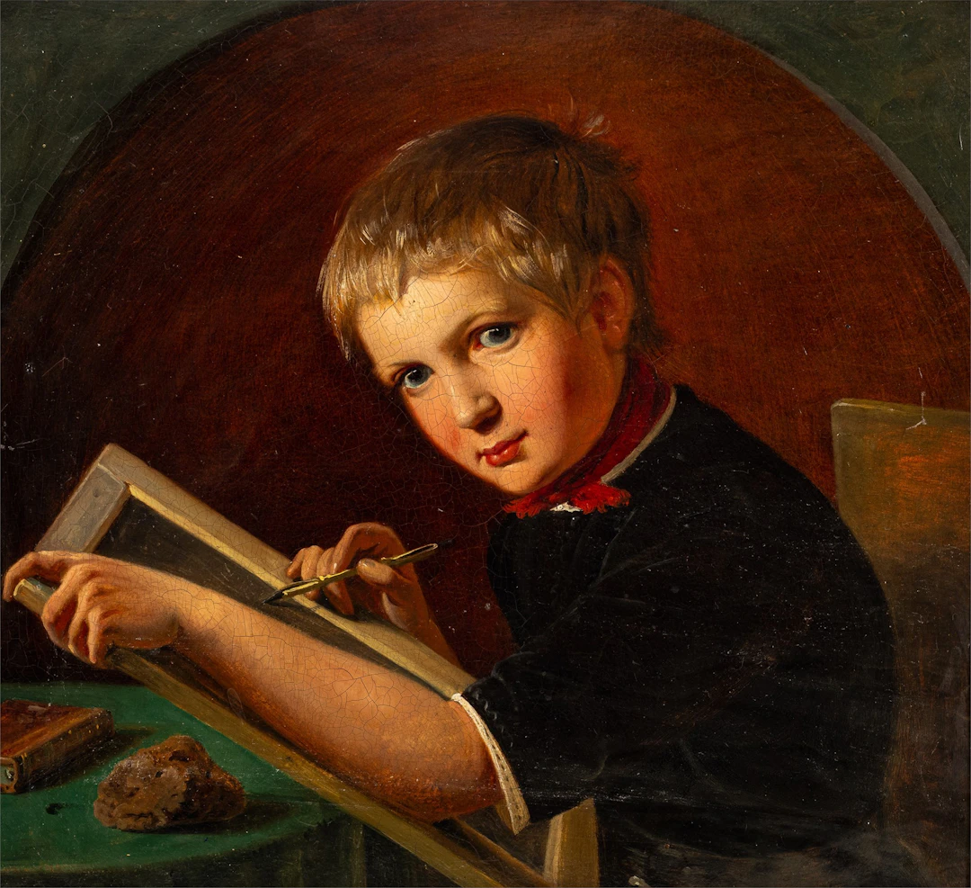 Nicolai Habbe (1827 - 1889) "En dreng der tegner" 1856