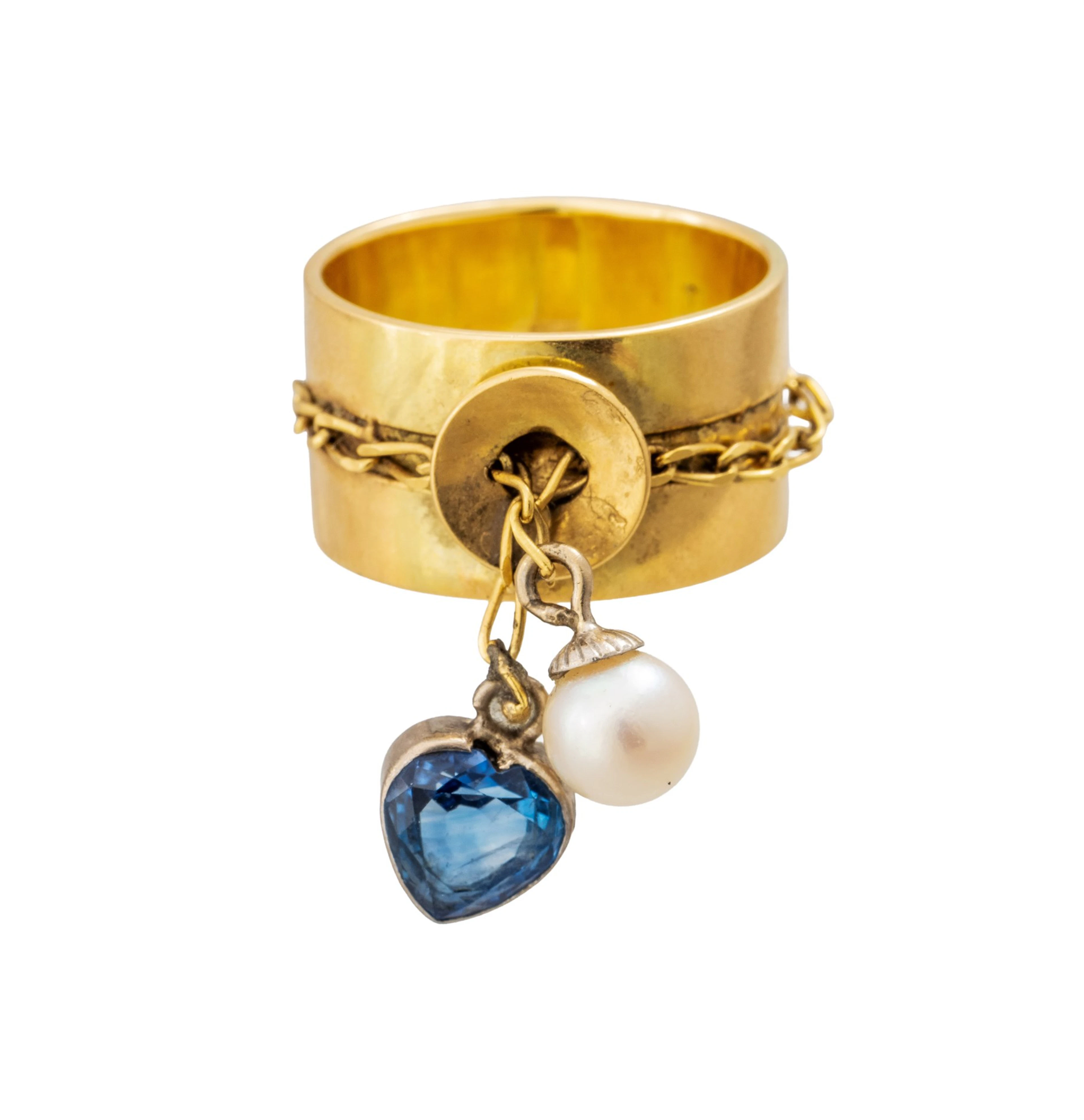Ring med perle og safir