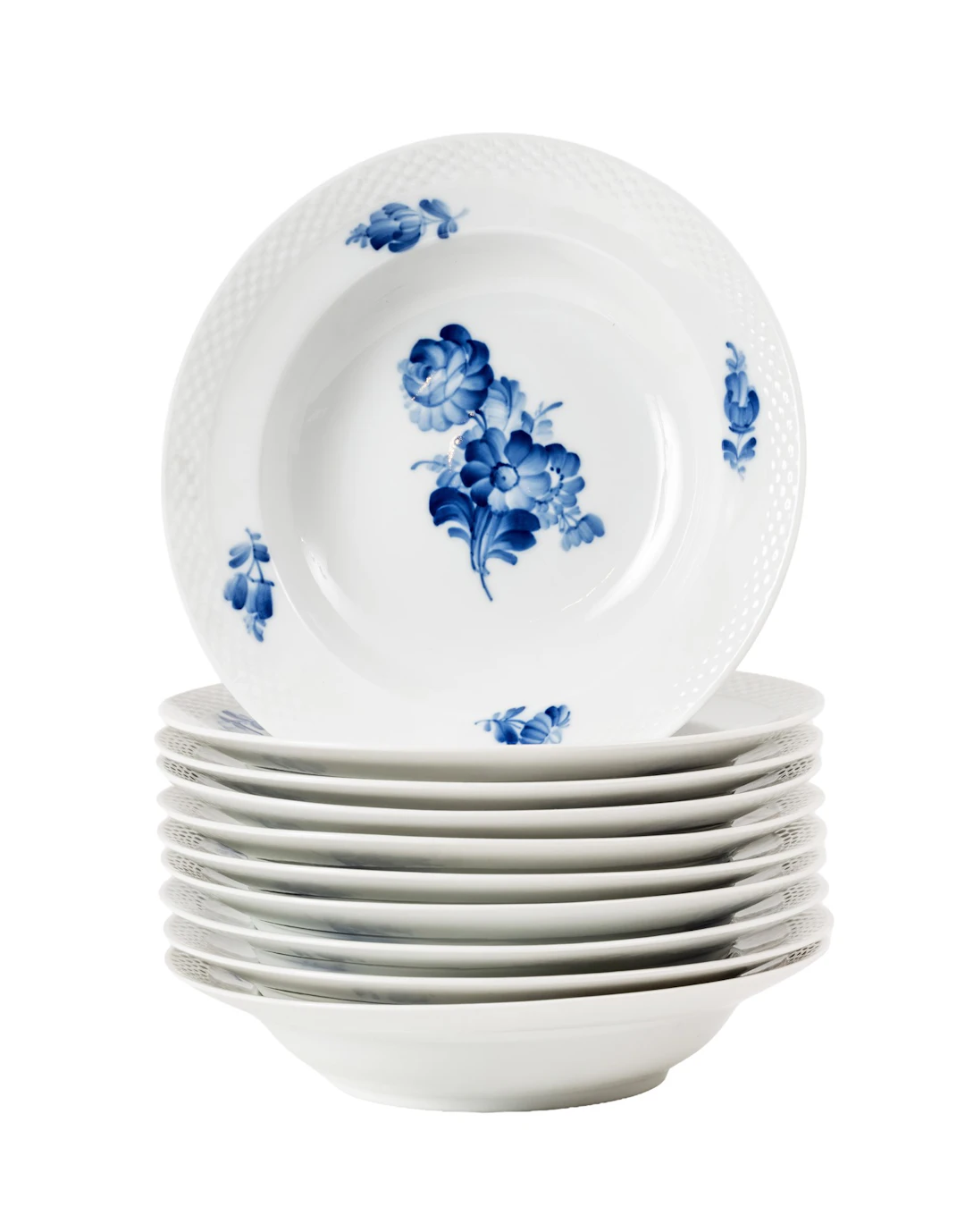 Royal Copenhagen / Kgl. dansk Små suppertallerkner - "Blå blomst"