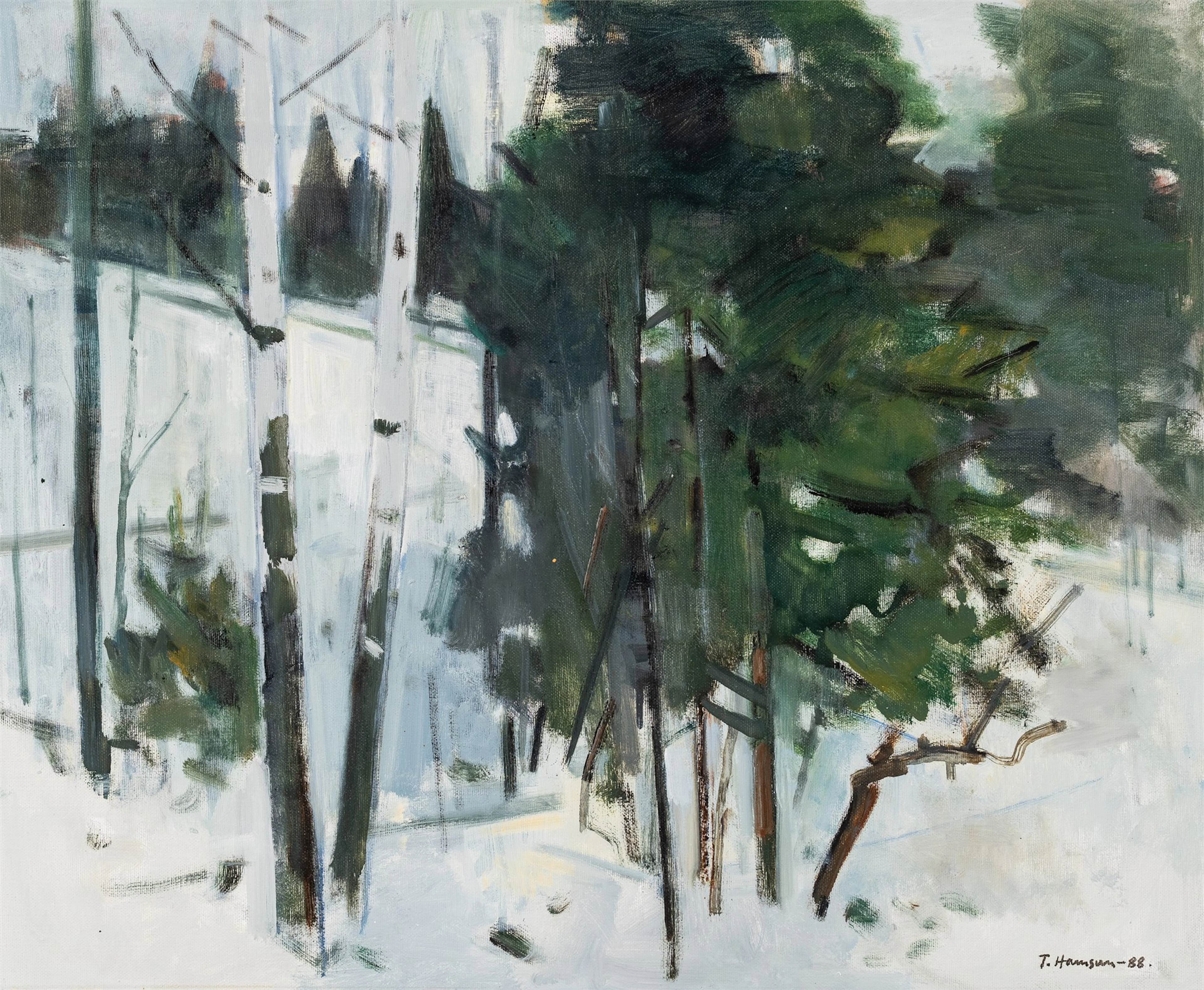 Tore Hamsun (1912 - 1995) "Vinter i skogen"