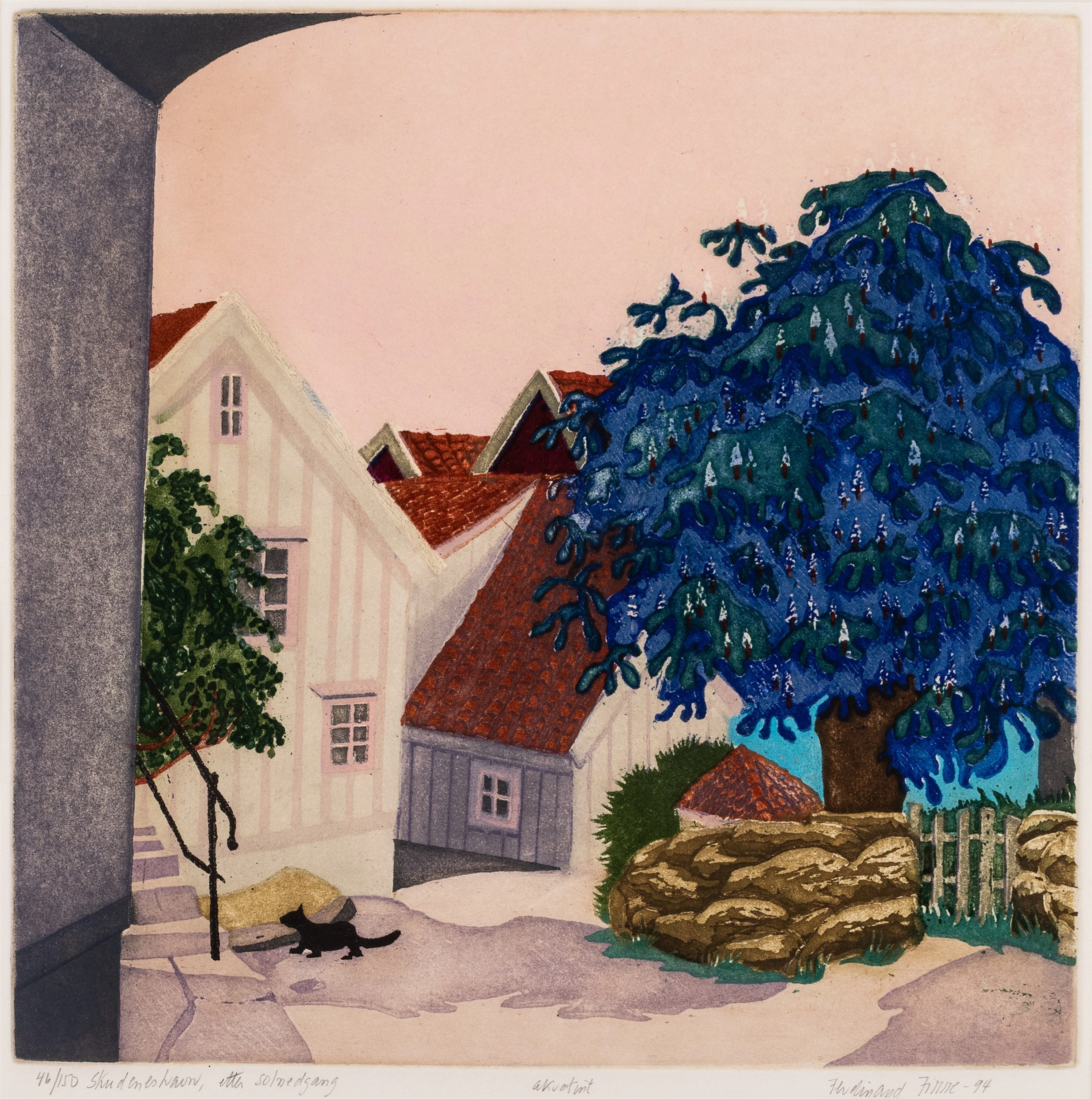 Ferdinand Finne (1910 - 1999) "Skudeneshavn, etter solnedgang" 1994