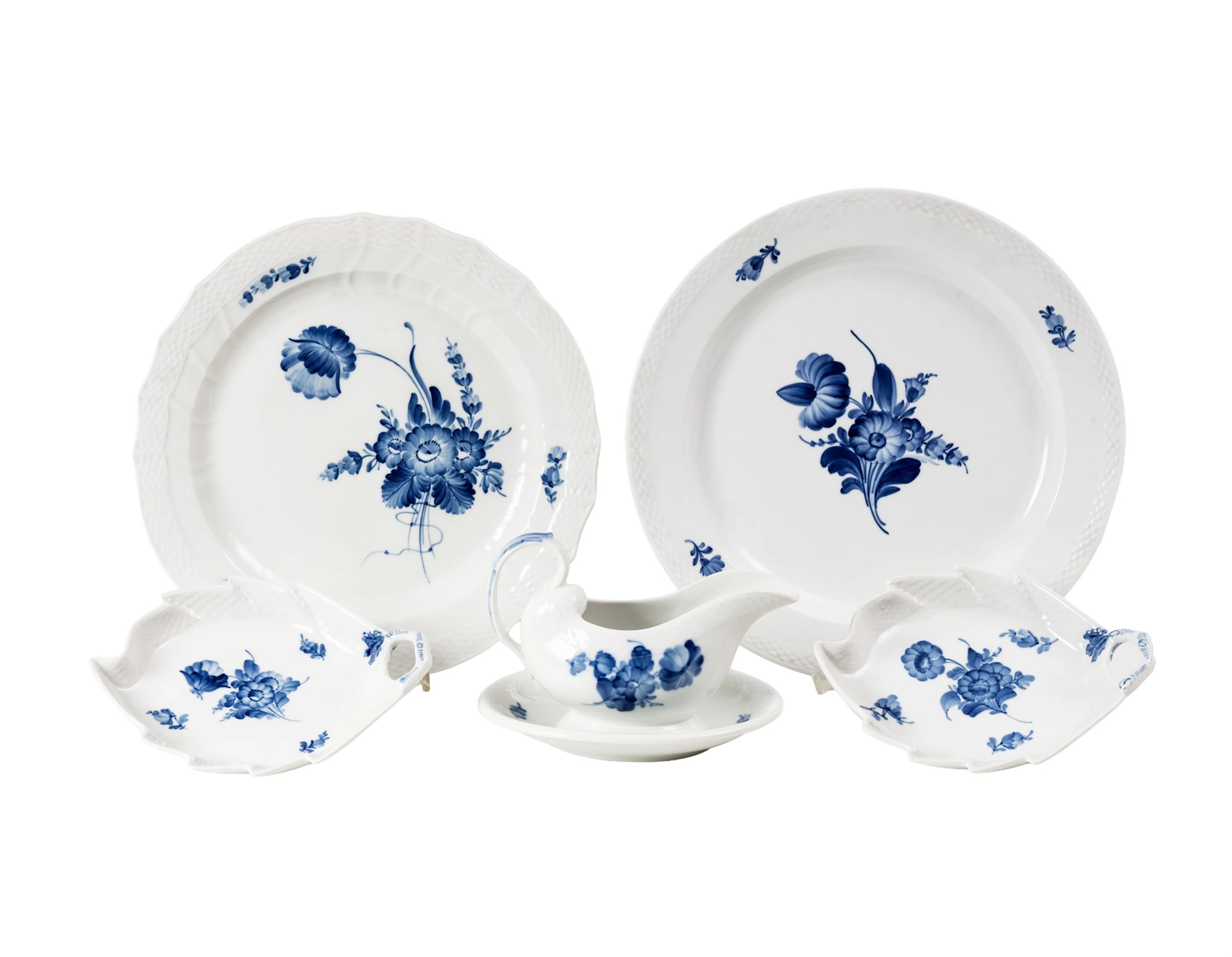 Royal Copenhagen / Kgl. dansk Serveringsfat og sausenebb - "Blå blomst"