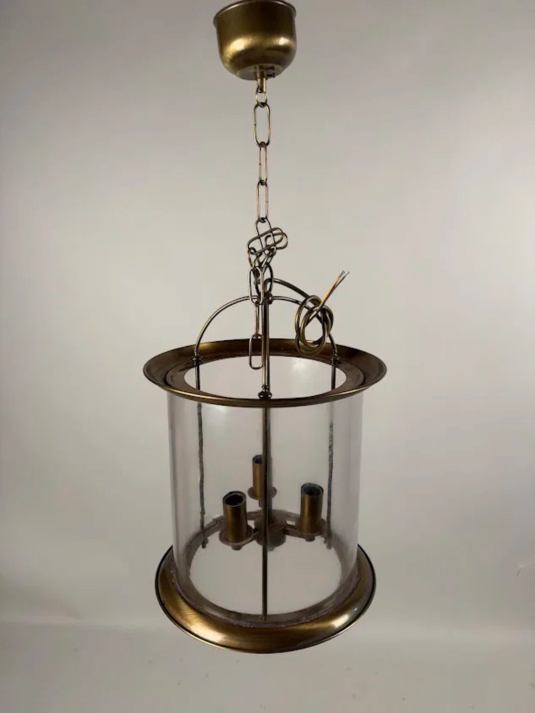 Taklampa glas mässing eller mässingfärgad metall för 3 ljuskällor