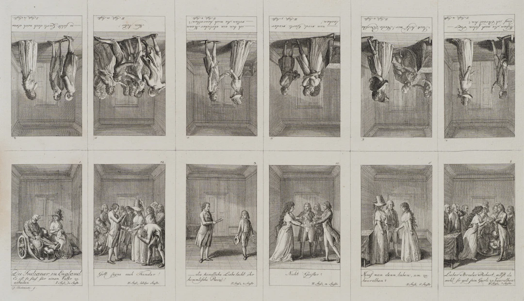 12 Blätter zu August von Kotzebue, die Indianer in England | 14464