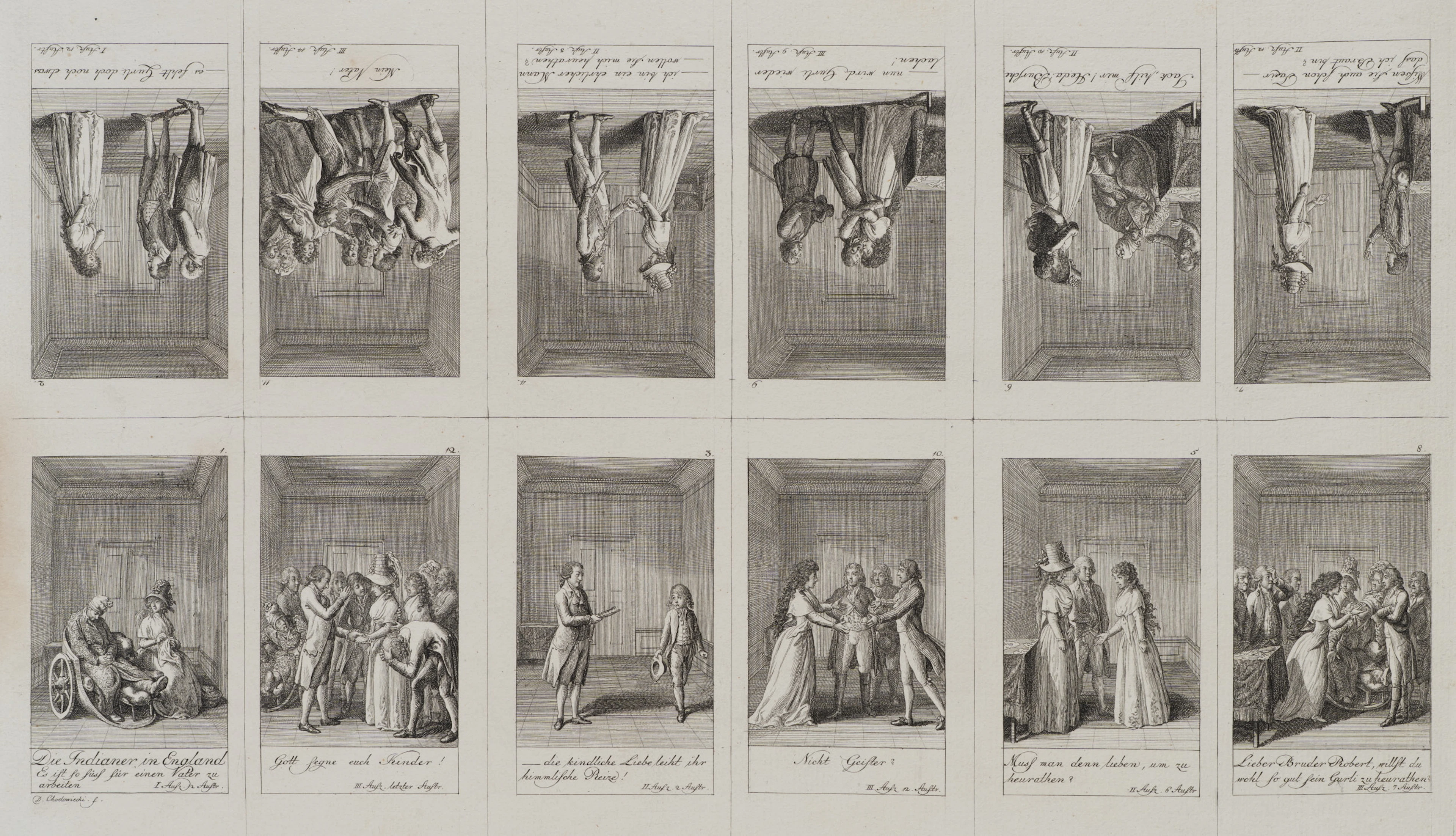 12 Blätter zu August von Kotzebue, die Indianer in England | 14464