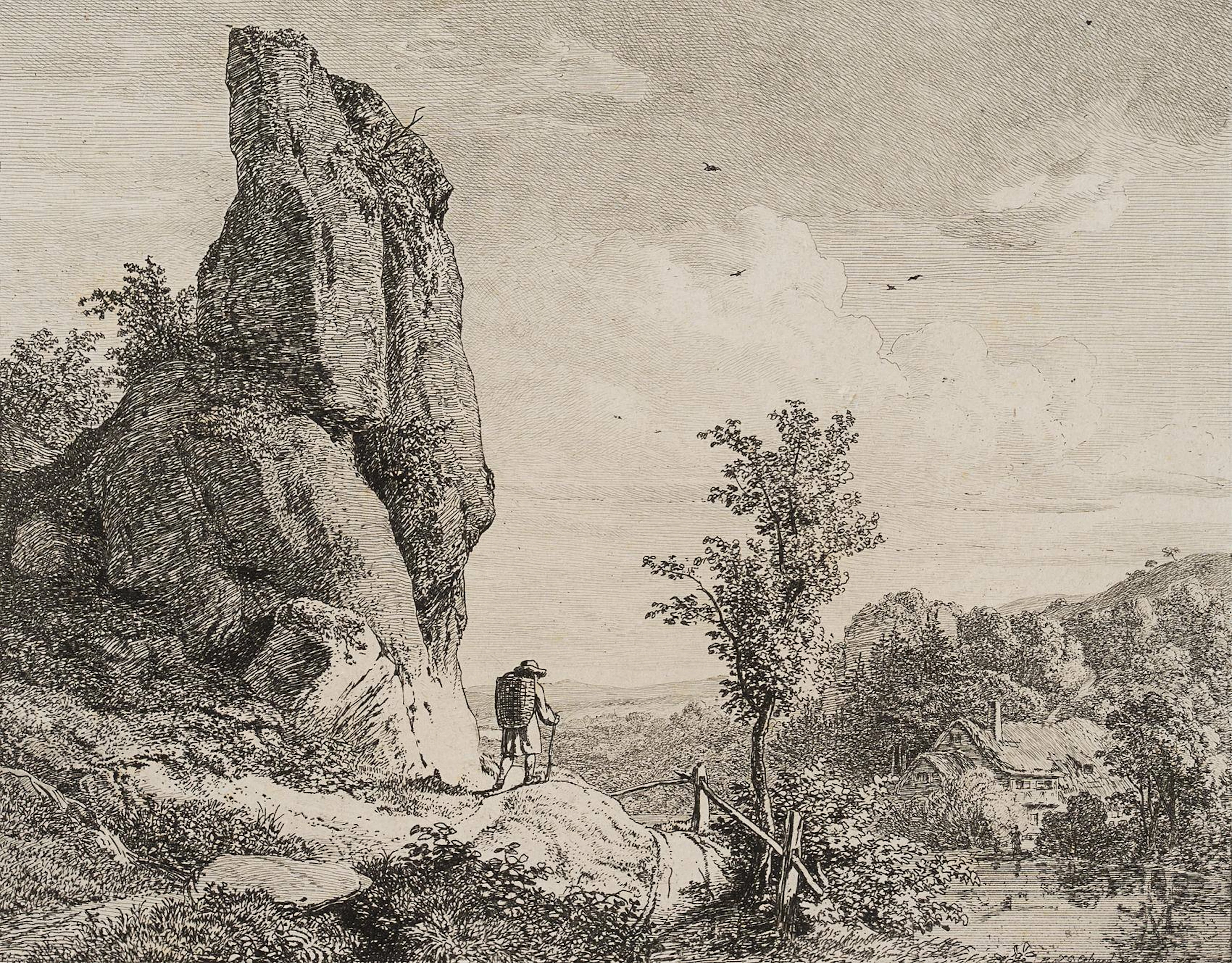 Wanderer am kegelförmigen Felsen | 17151