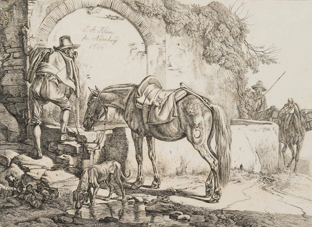 Italiener am Brunnen trinkend | 17181