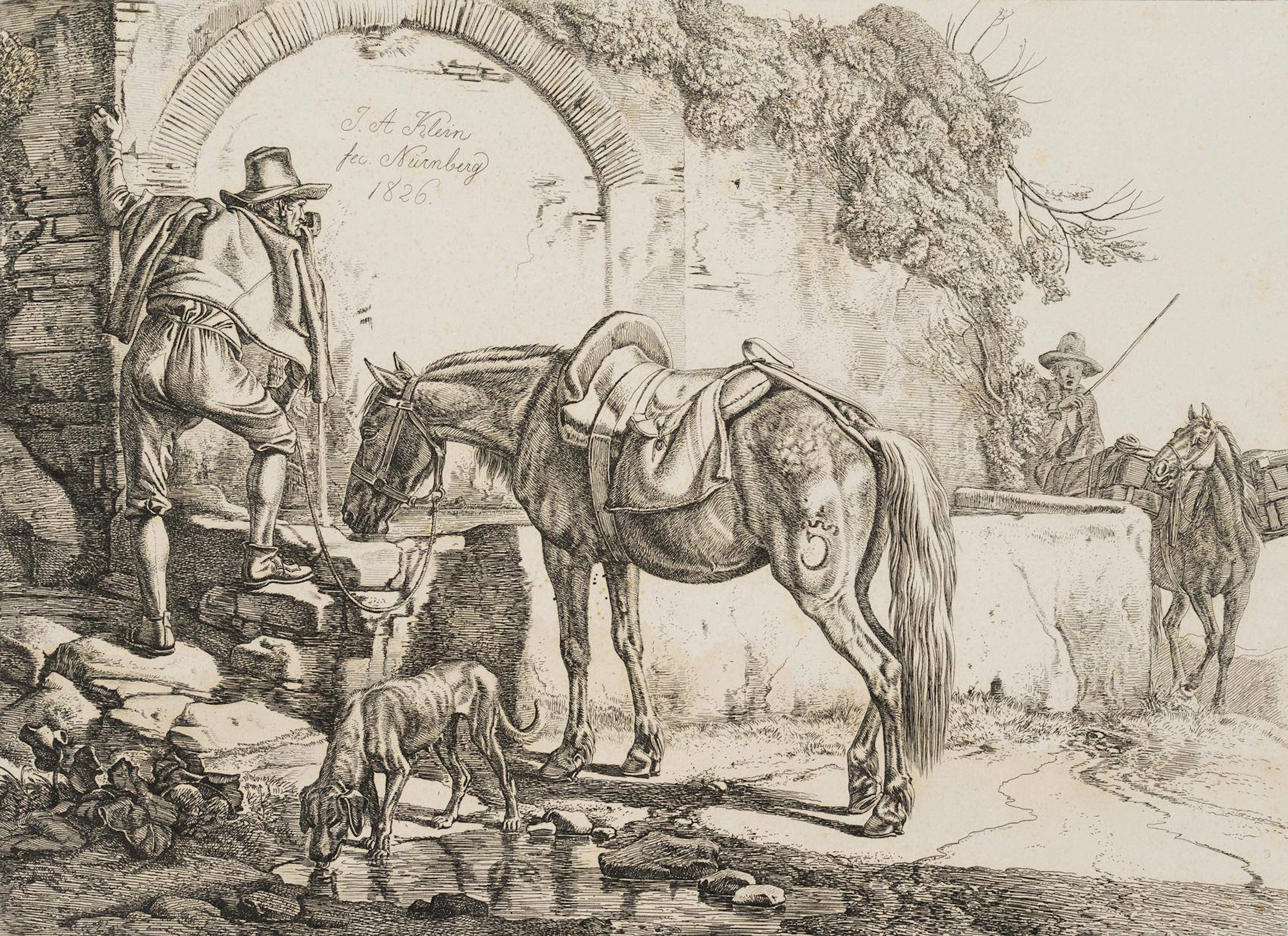 Italiener am Brunnen trinkend | 17181