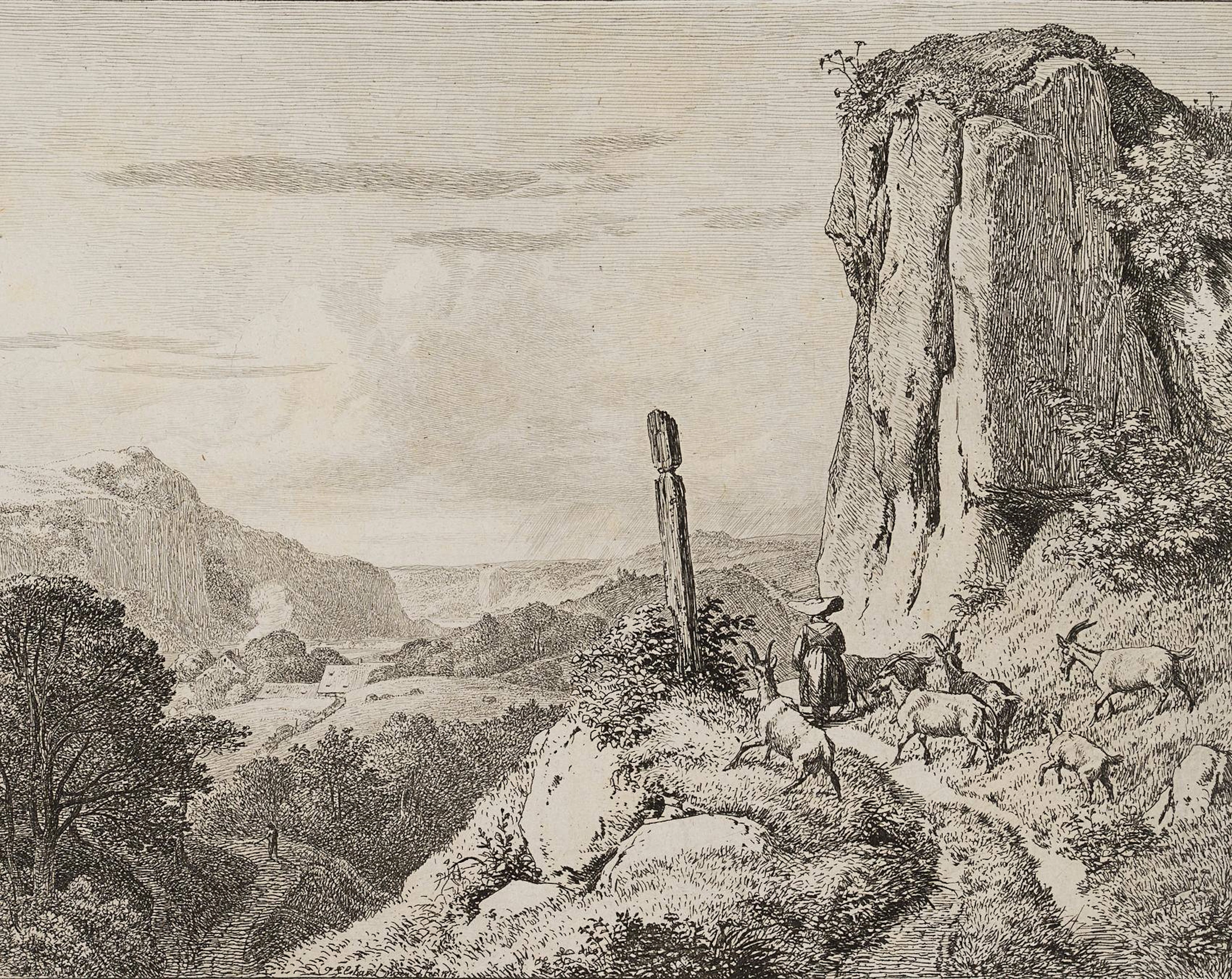 Mädchen mit Ziegen im Gebirge | 17159