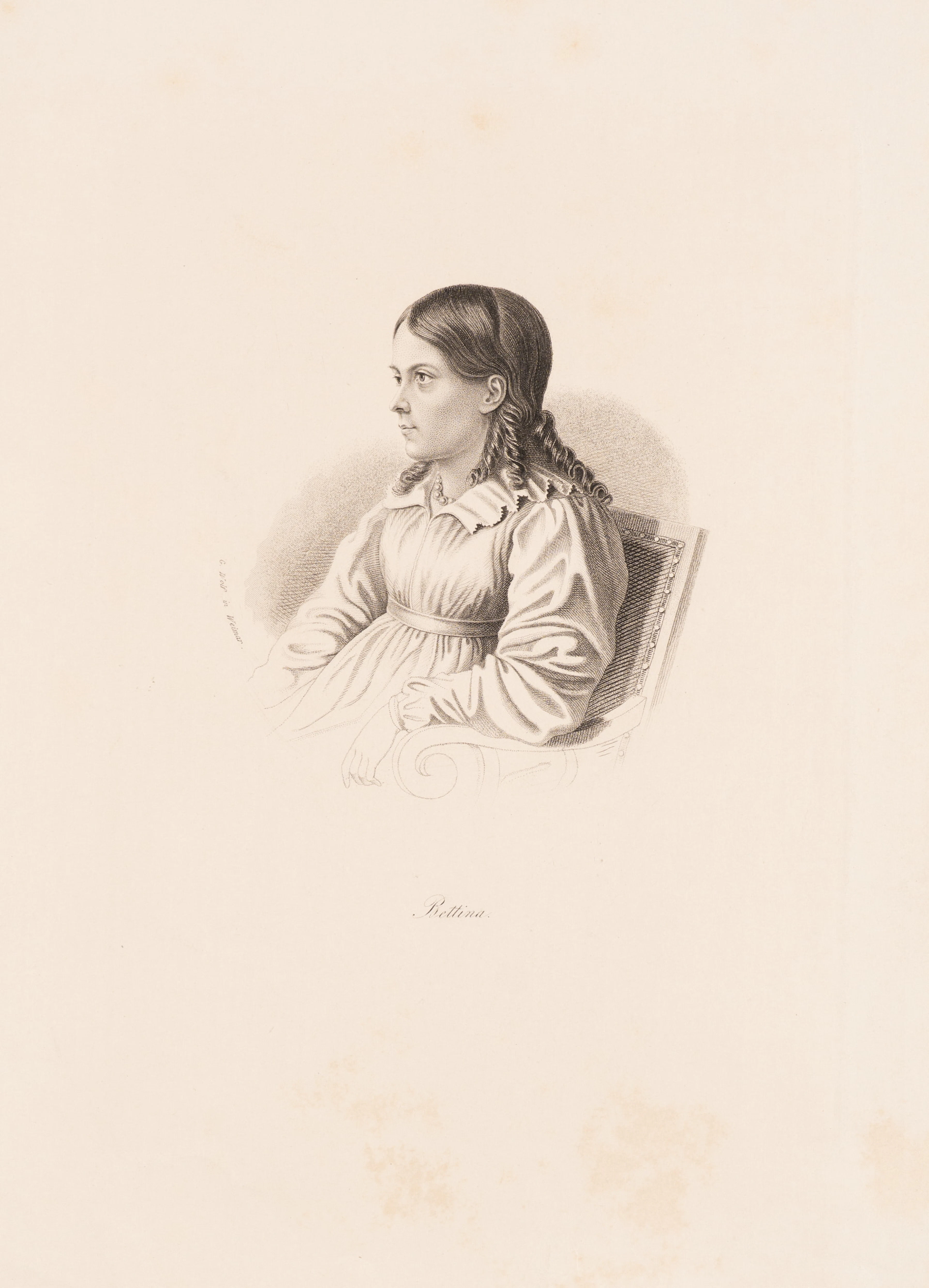 Unbekannt (19. Jahrhundert), Junges Porträt von Bettina von Arnim