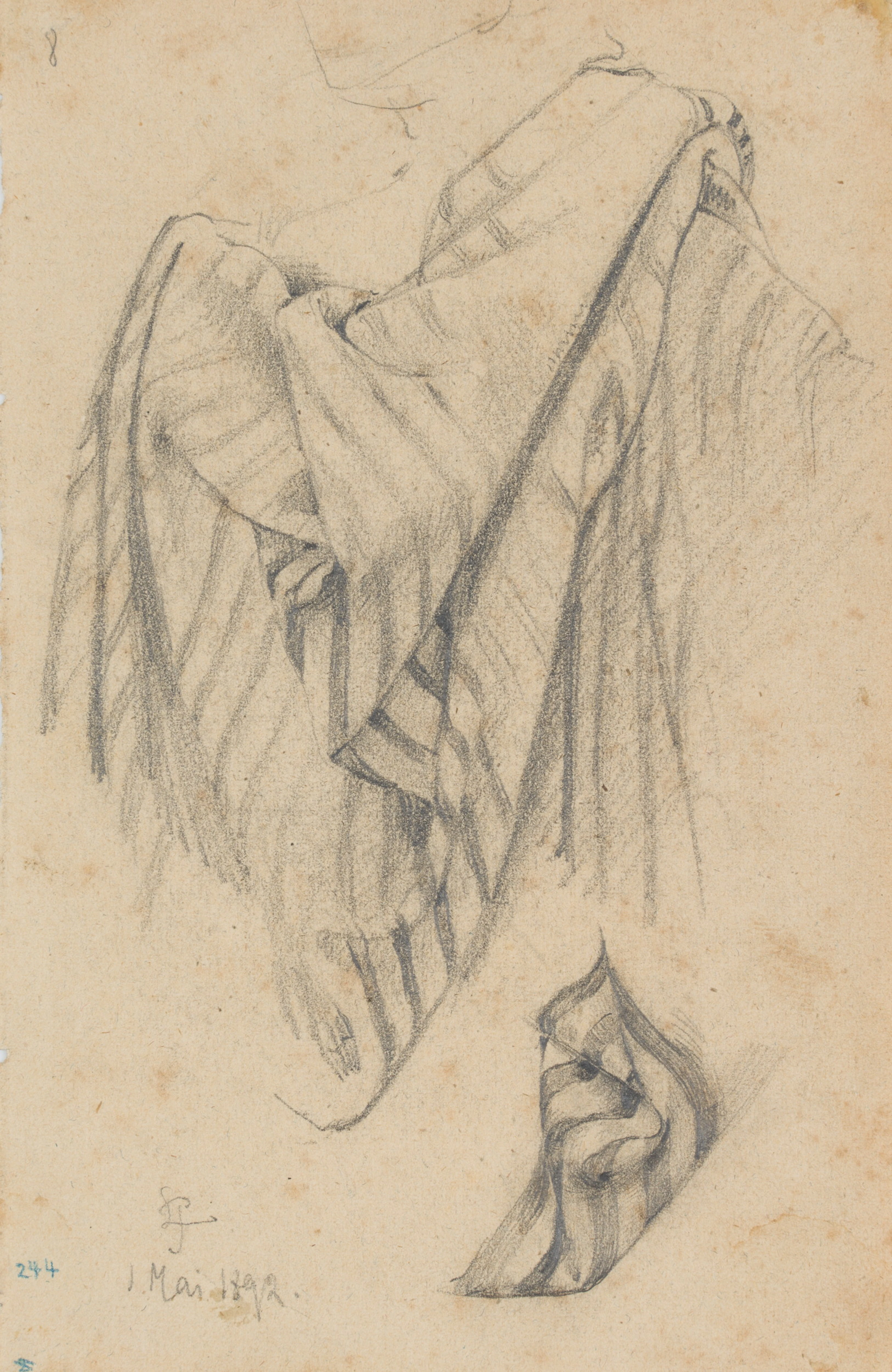Leo Primavesi (1871 Köln - nach 1937 ), Gewandstudie mit gestreiftem