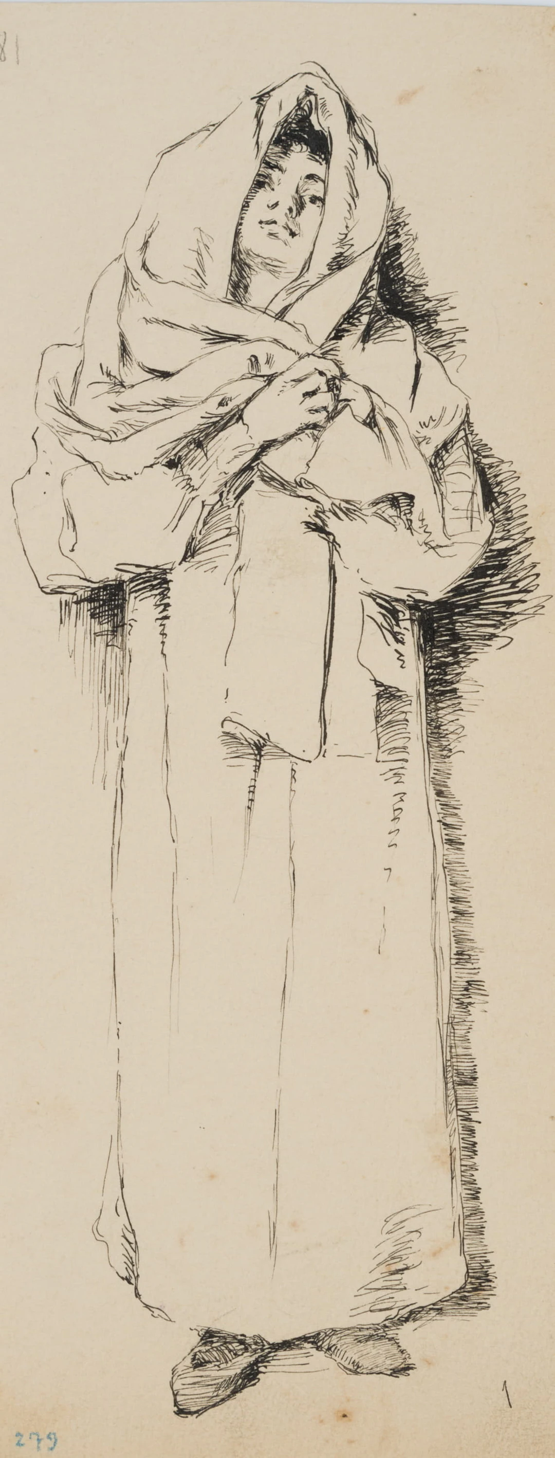Leo Primavesi (1871 Köln - nach 1937 ), Stehende Italienerin in weitem