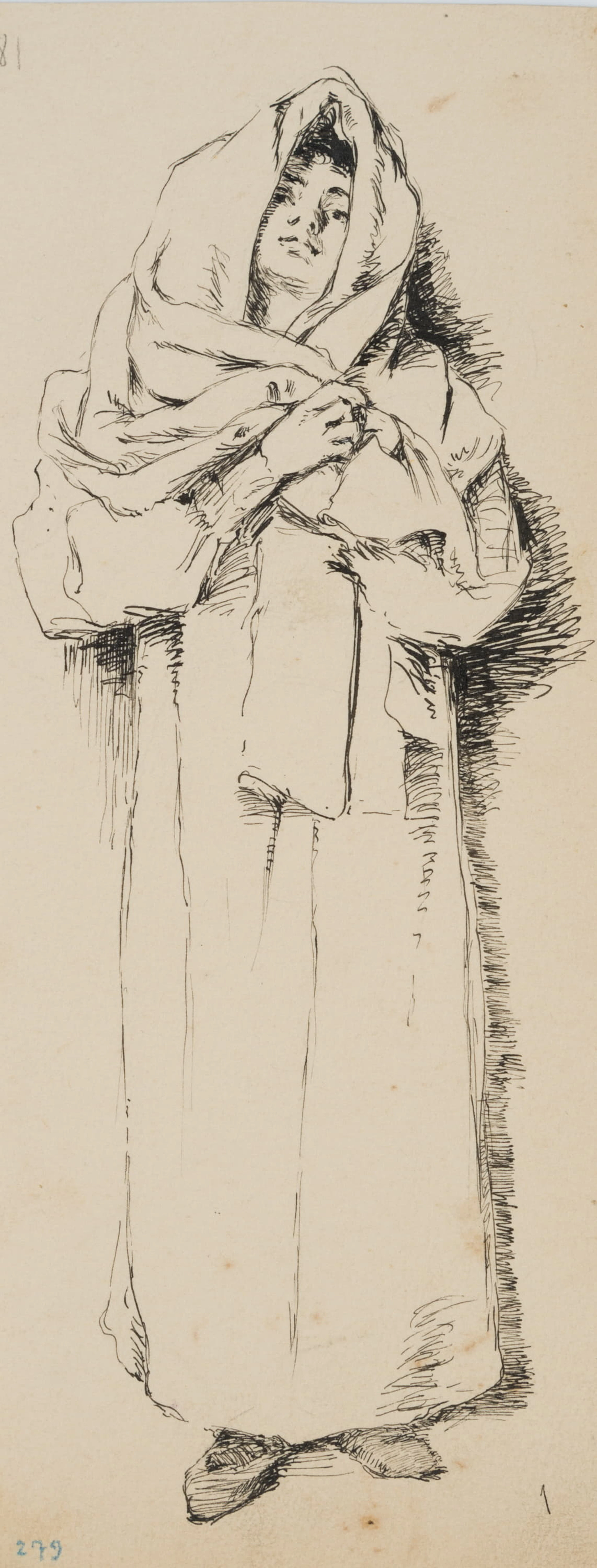 Leo Primavesi (1871 Köln - nach 1937 ), Stehende Italienerin in weitem