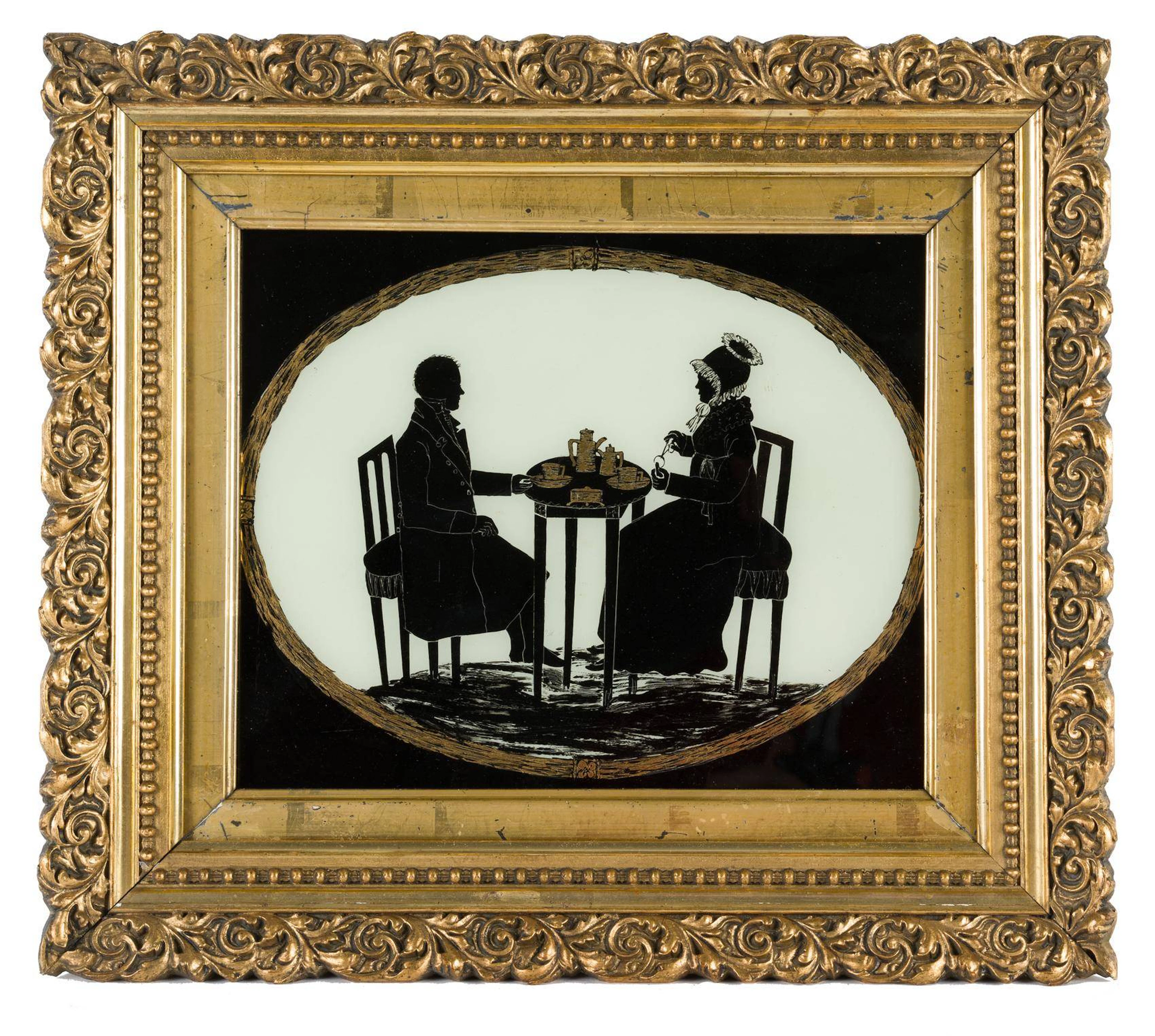Hinterglasbild, Ehepaar beim Kaffeetrinken | 12964