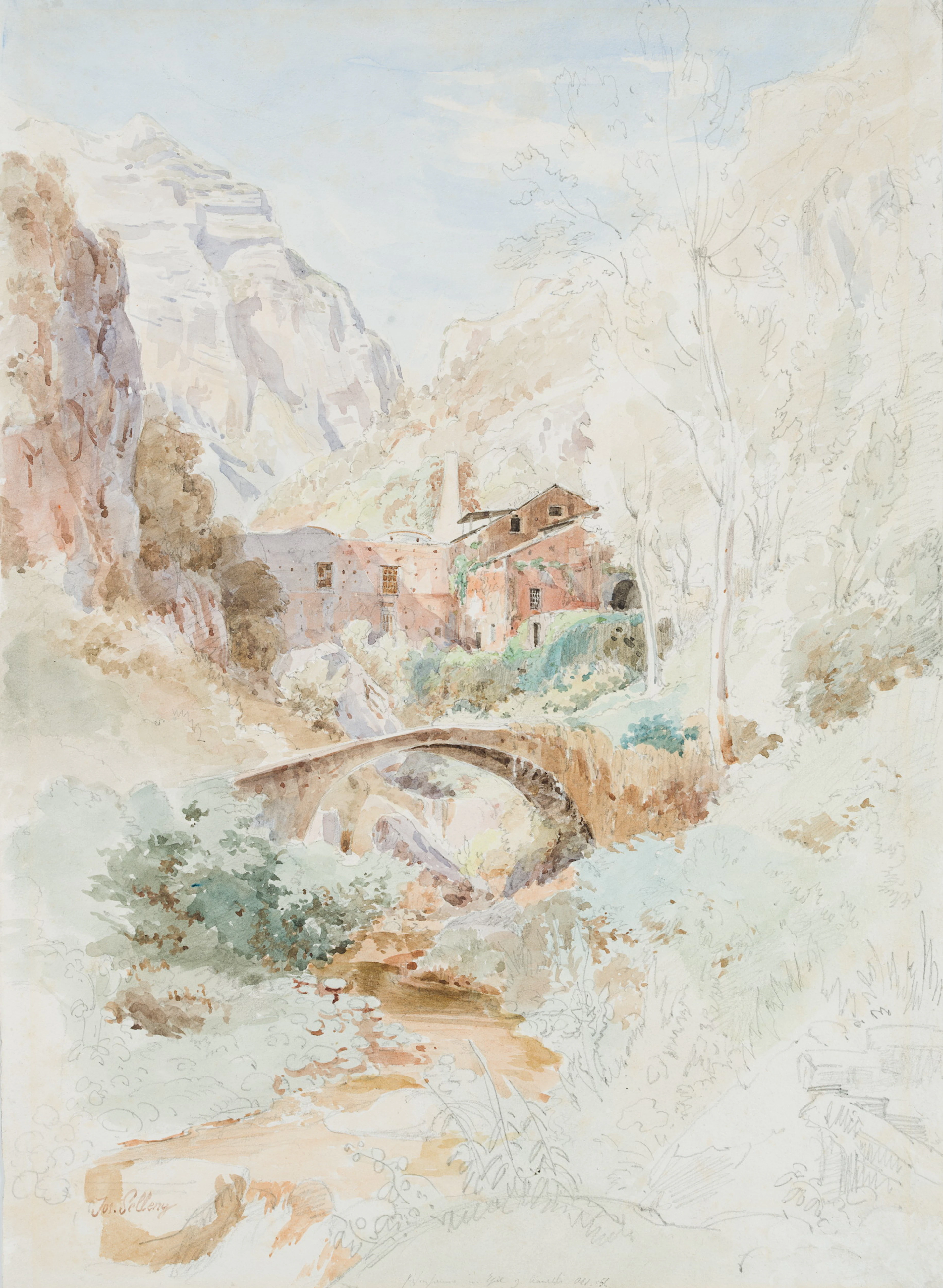 Joseph Selleny (1824 Wien - 1875 ebd.), Der Eisenhammer im Mühlental