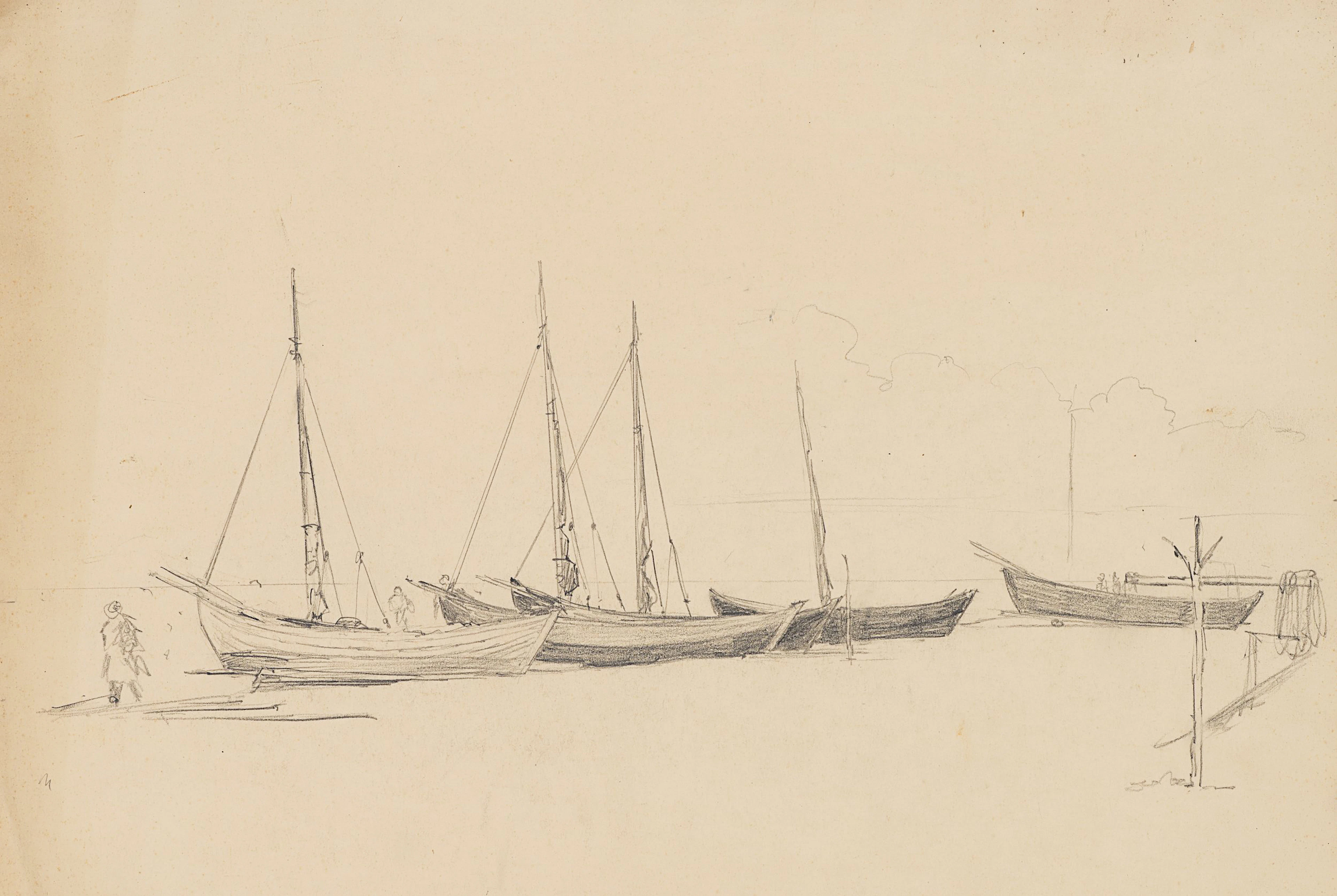 Studie einiger Segelboote mit Landschaft | 62005