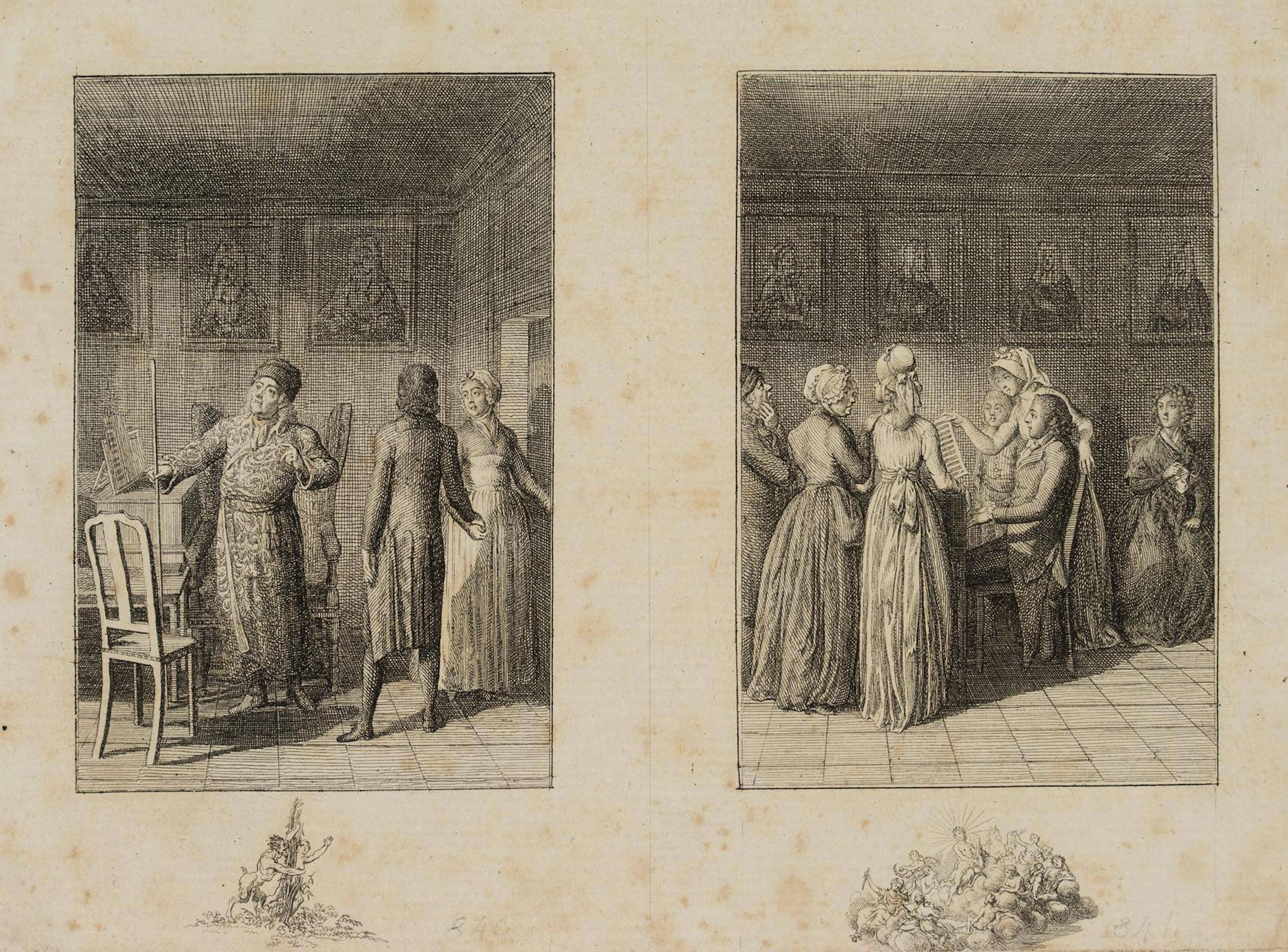 Pfarrer mit dem Pfeifenrohr & Die gräfliche Familie am Klavier