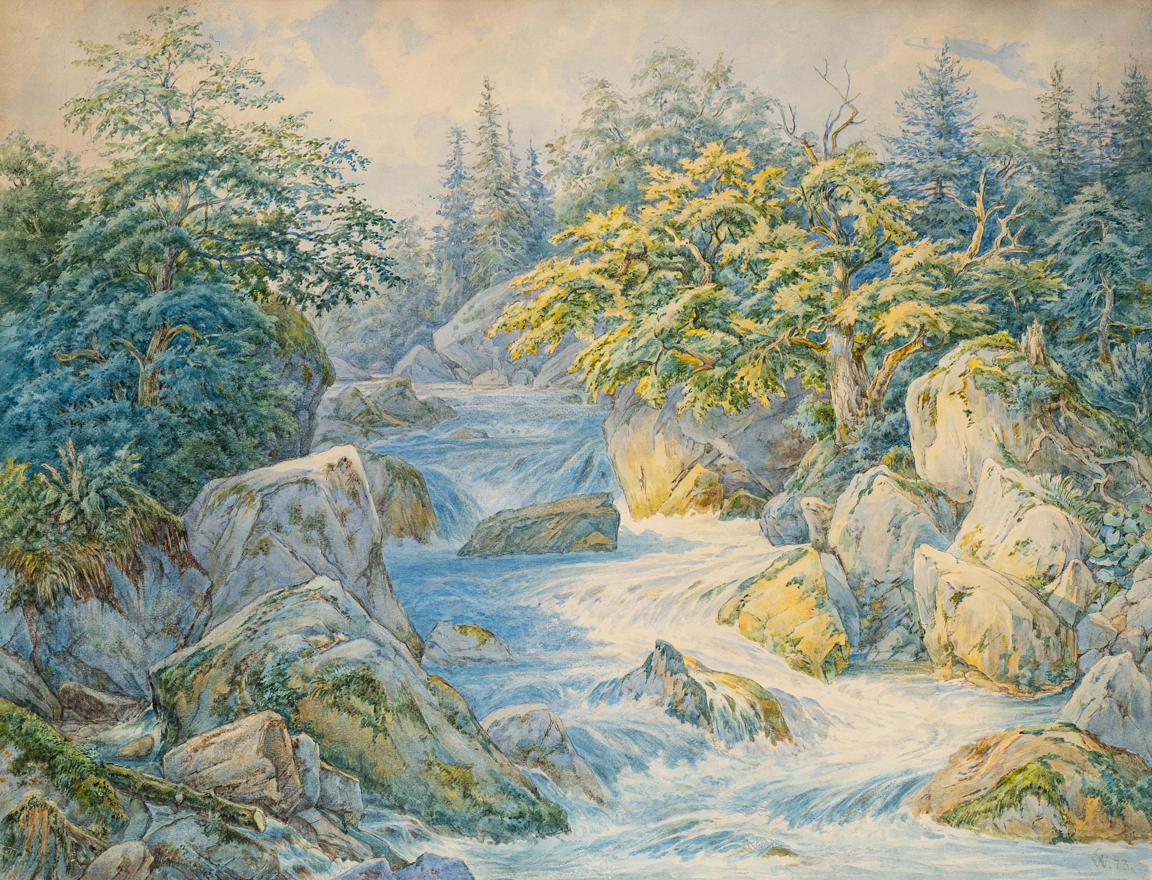 Georg Wiesend (1807 Kufstein - 1881 Berchtesgaden), Wildwasser zum