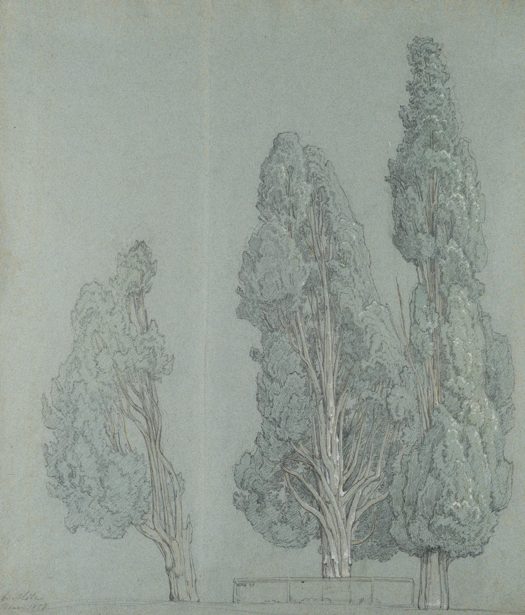 Cäsar Metz (1823 Mainz - 1895 München), Zypressen im Klosterhof Santa