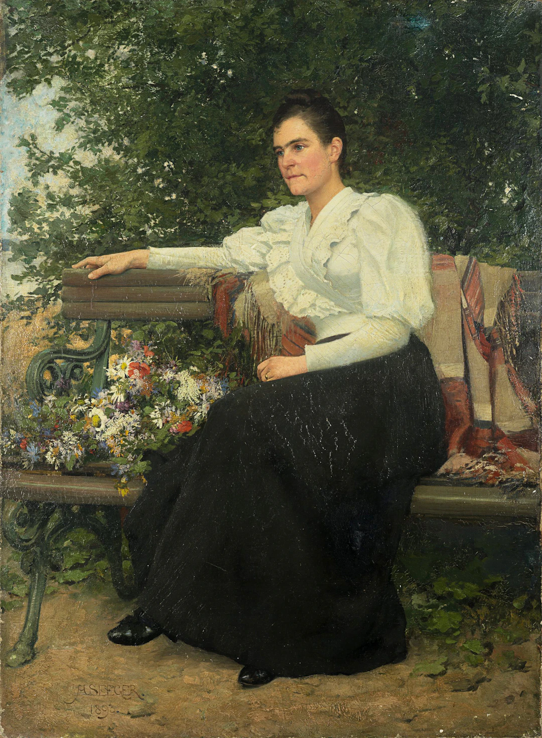 Dame auf Gartenbank | 62047