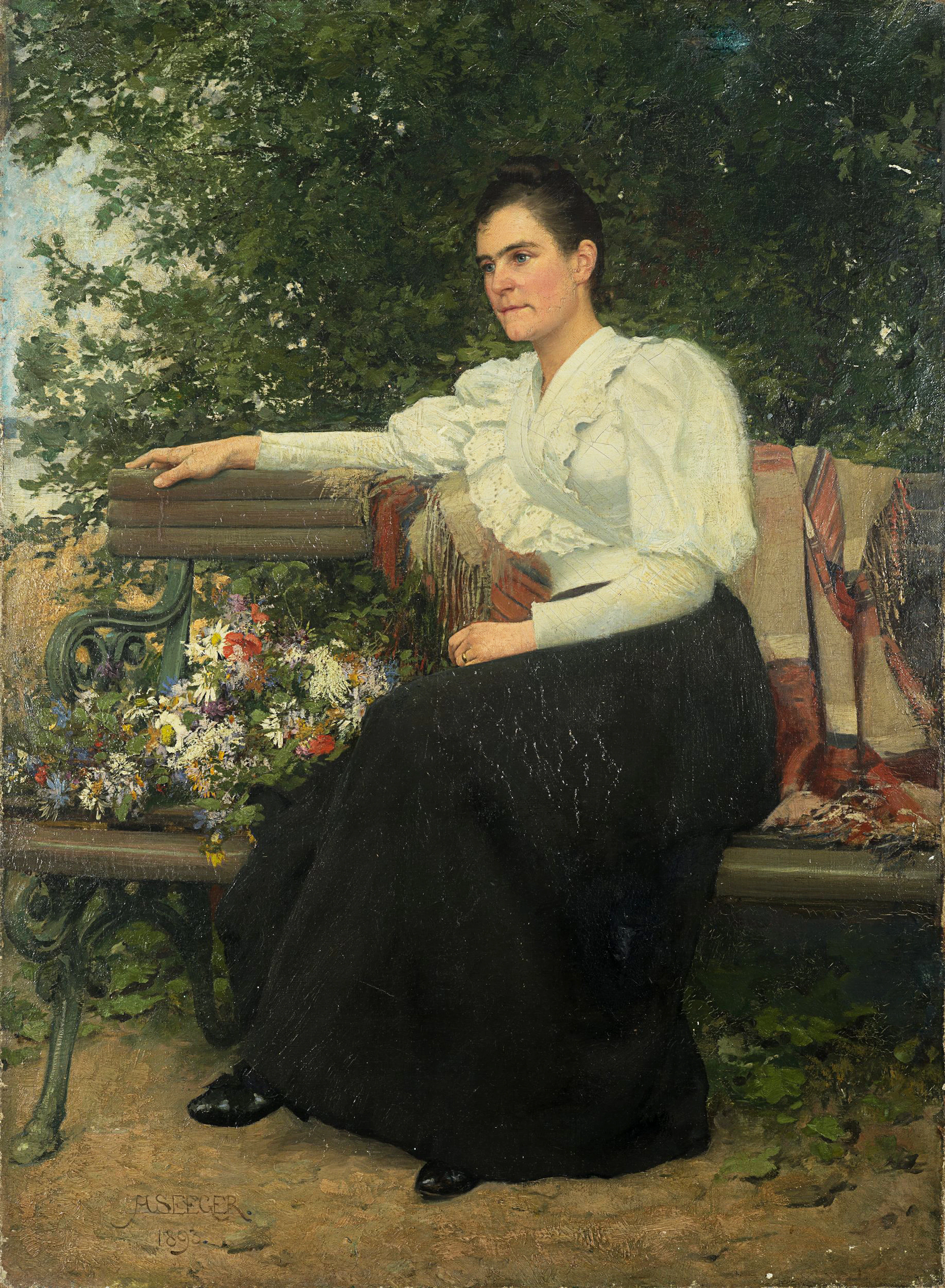 Dame auf Gartenbank | 62047