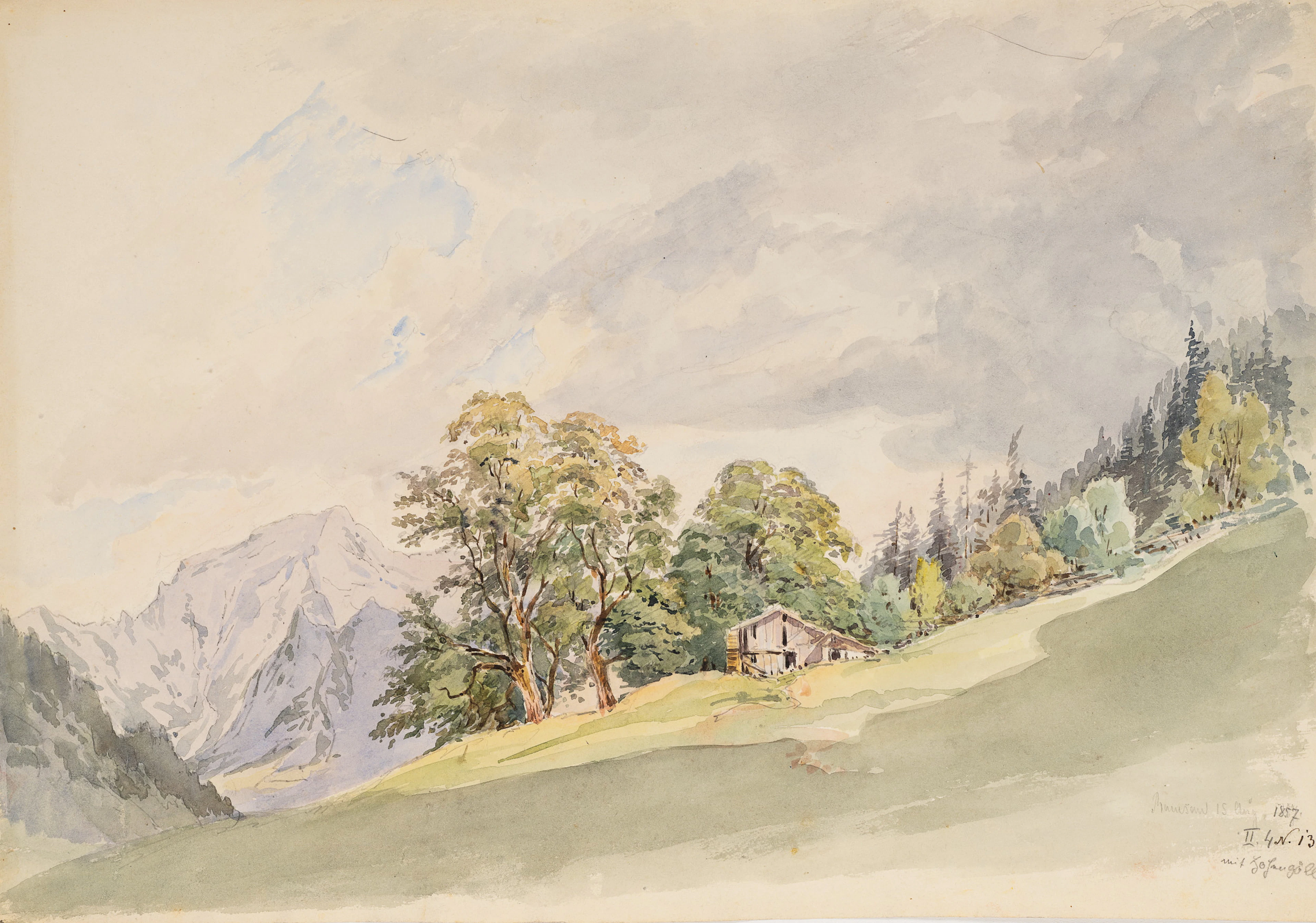 Georg Wiesend (1807 Kufstein - 1881 Berchtesgaden), Gehöft bei Ramsau