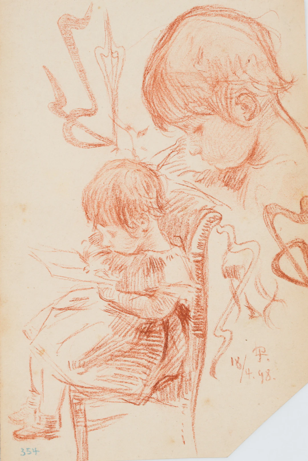 Leo Primavesi (1871 Köln - nach 1937 ), Lesendes Kind auf einem Stuhl