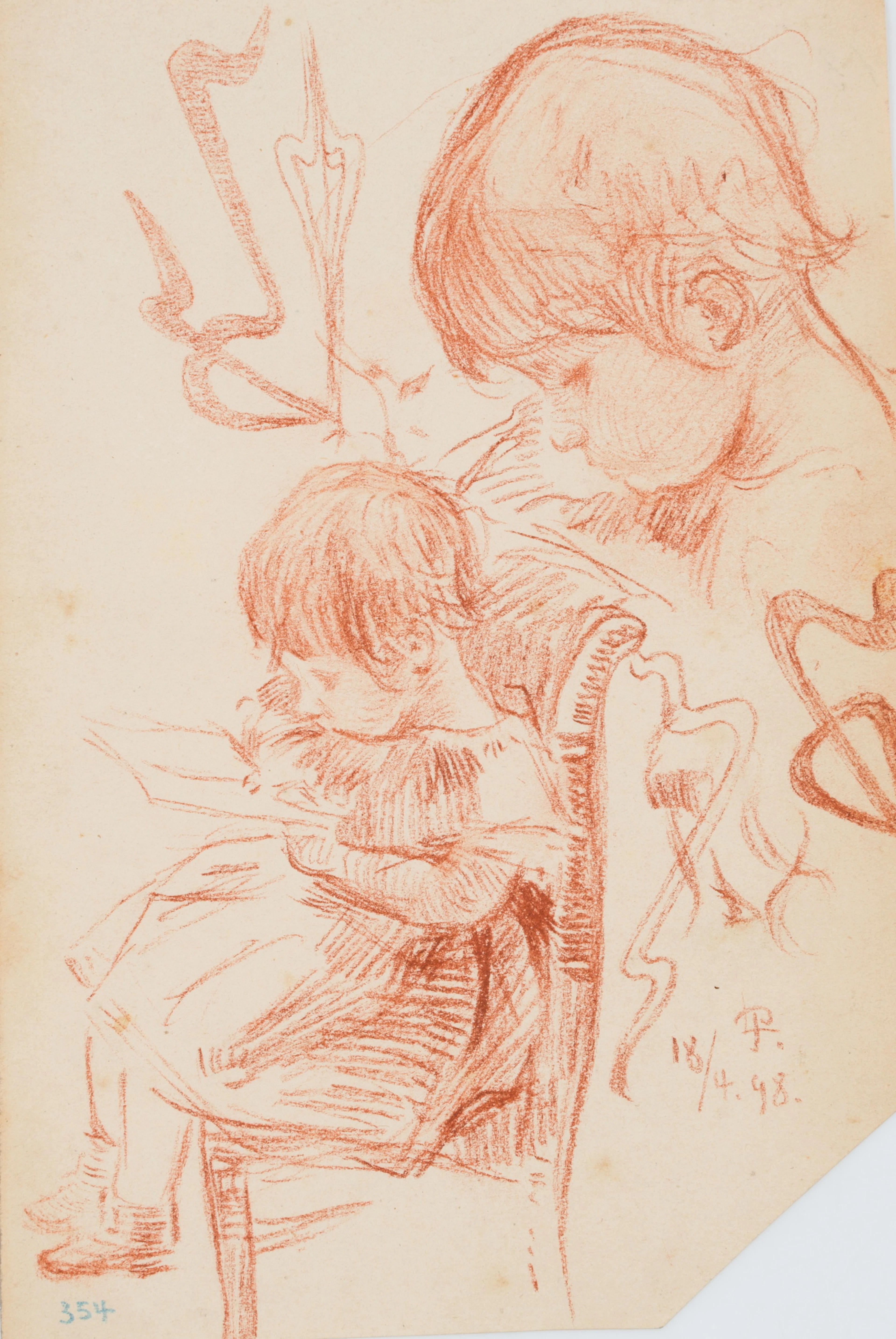 Leo Primavesi (1871 Köln - nach 1937 ), Lesendes Kind auf einem Stuhl