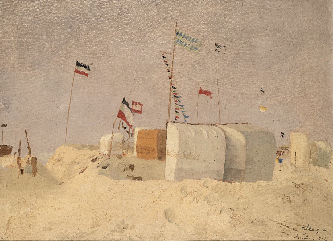 Strandkabinen mit Flaggen auf der Nordseeinsel Amrum | 62024