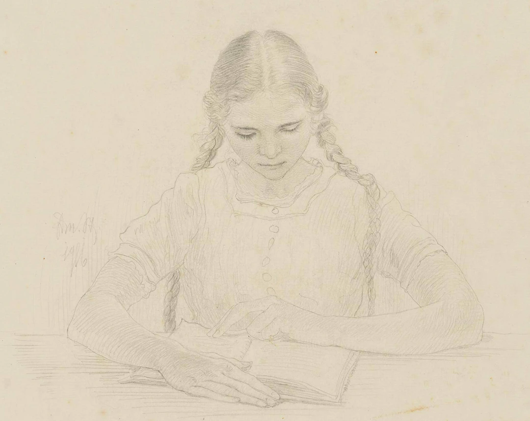 Die Tochter Erica beim Lesen | 17471
