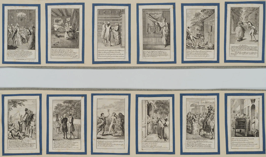 12 Blätter moralischen und satyrischen Inhalts | 14713