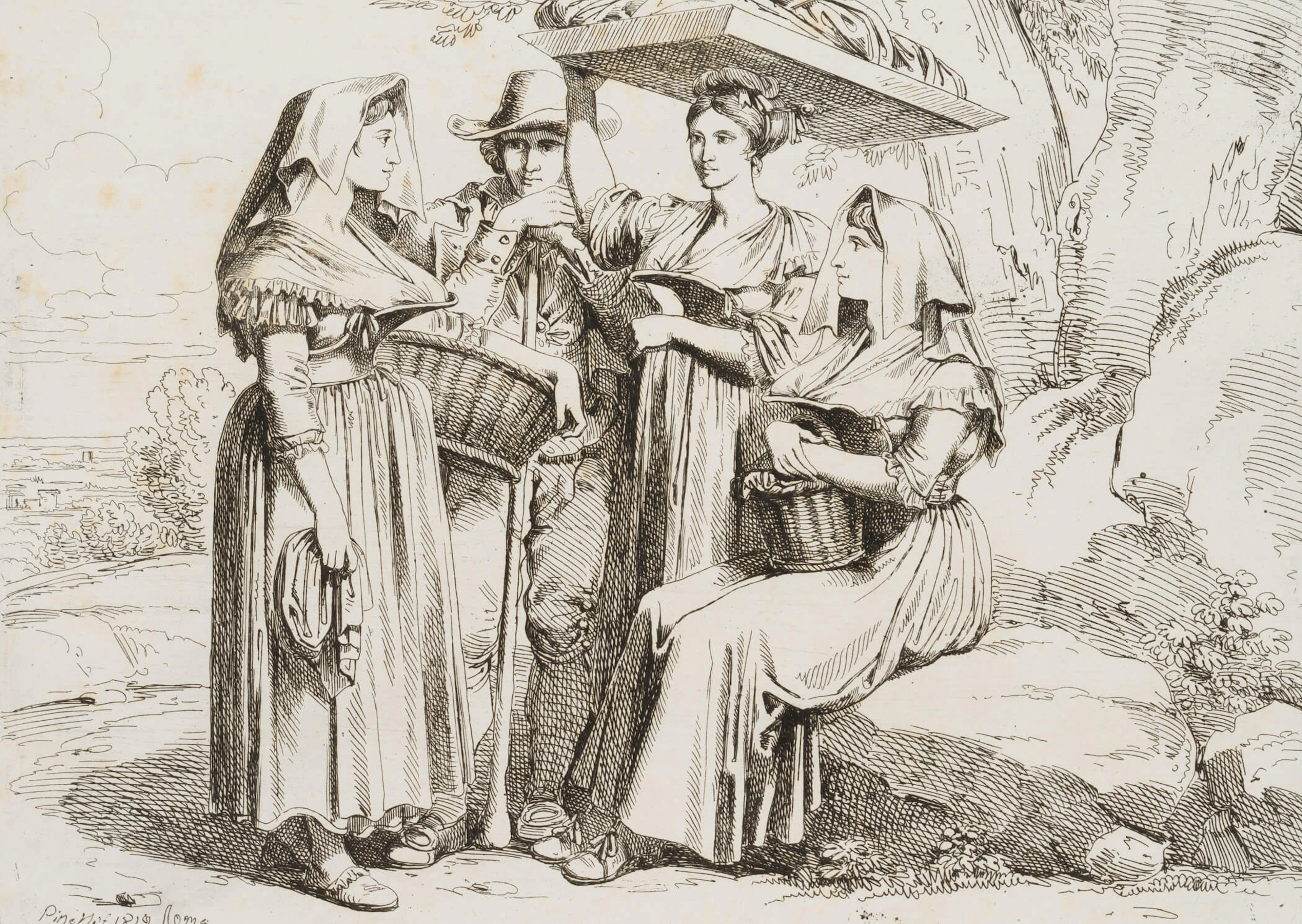 Bartolomeo Pinelli (1781 Rom - 1835 ebd.), Costumi di Genzano. Zusammenkunft