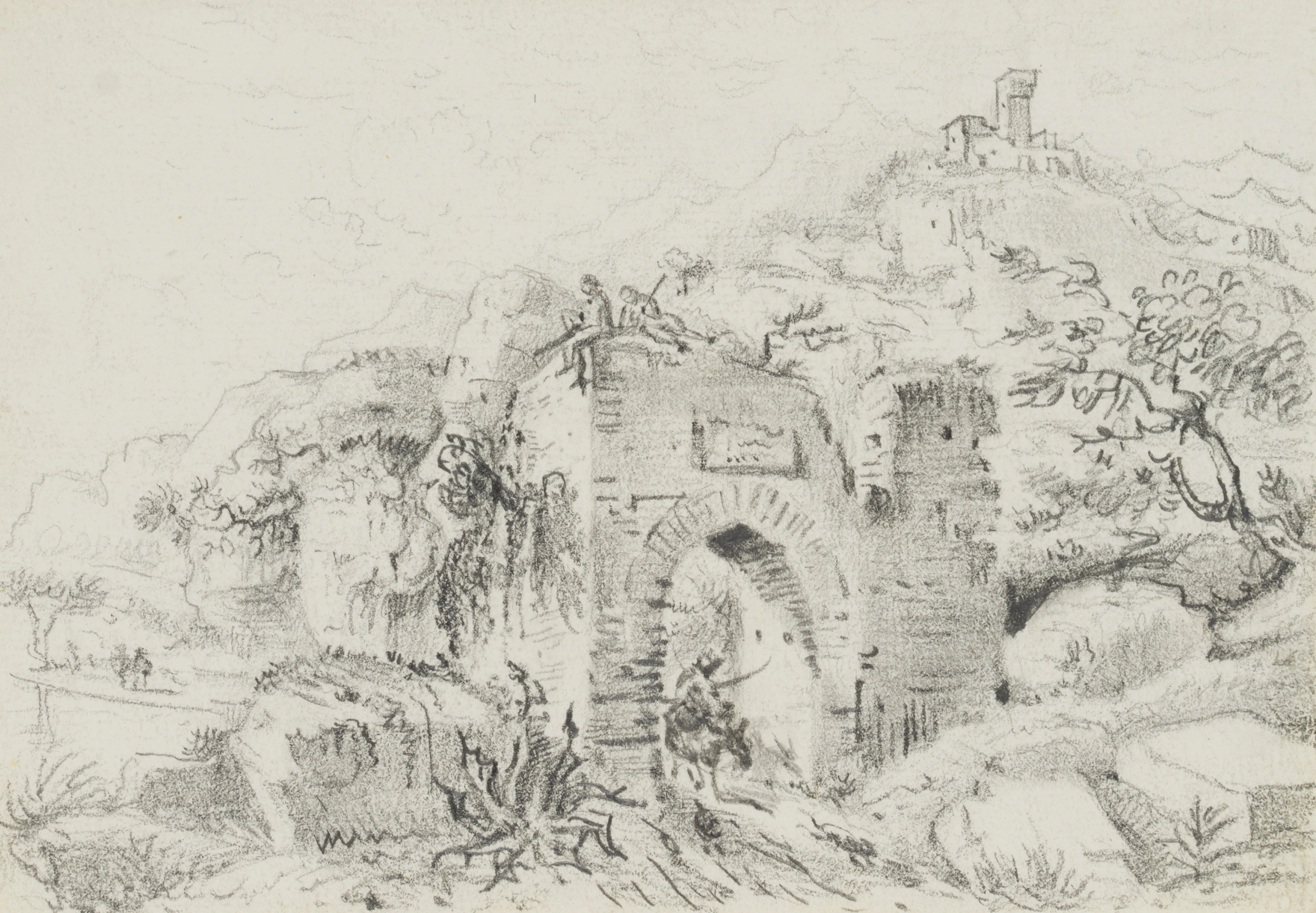 Bergige Landschaft mit Ruine | 45484