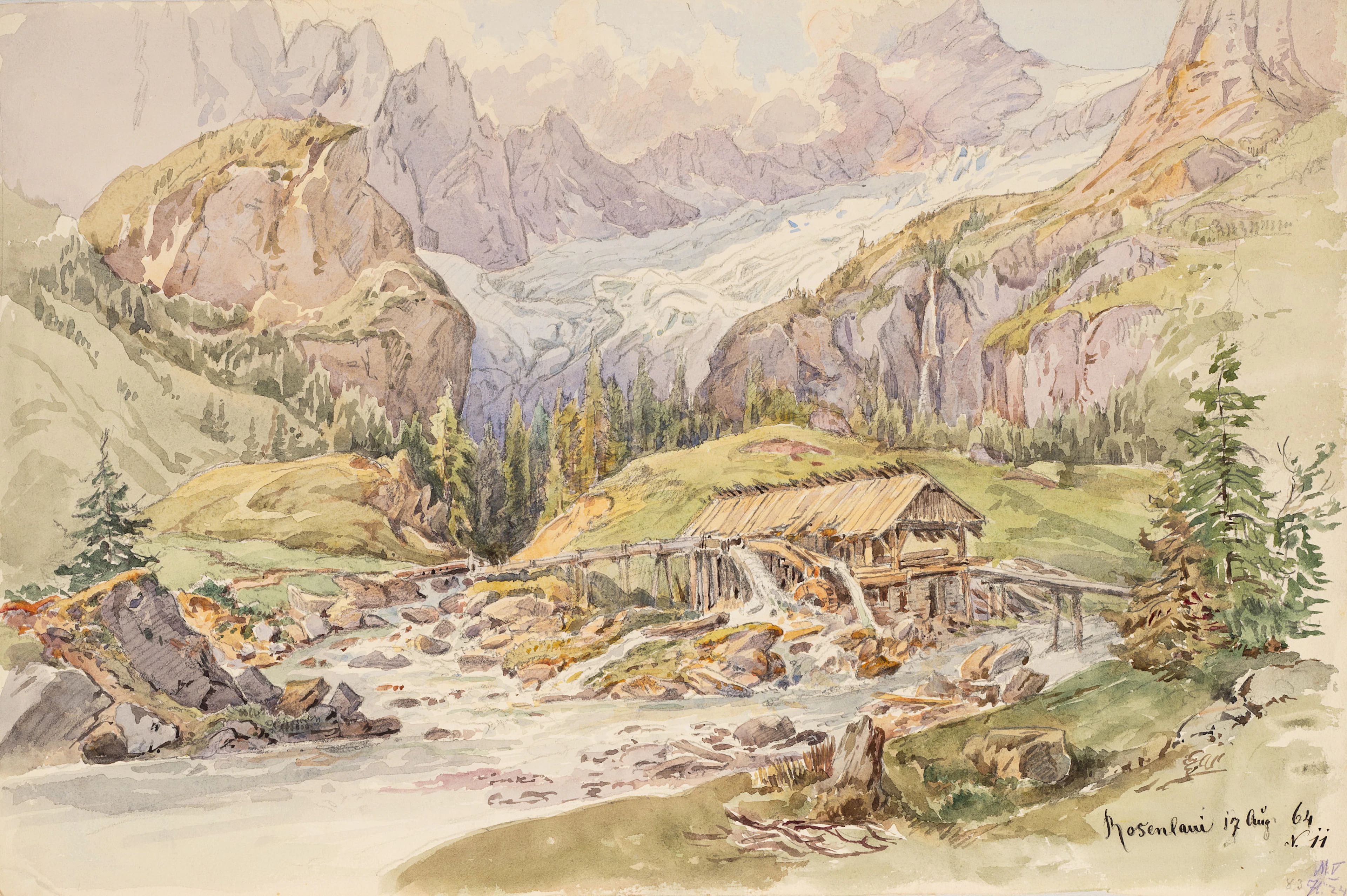 Georg Wiesend (1807 Kufstein - 1881 Berchtesgaden), Rosenlauigletscher