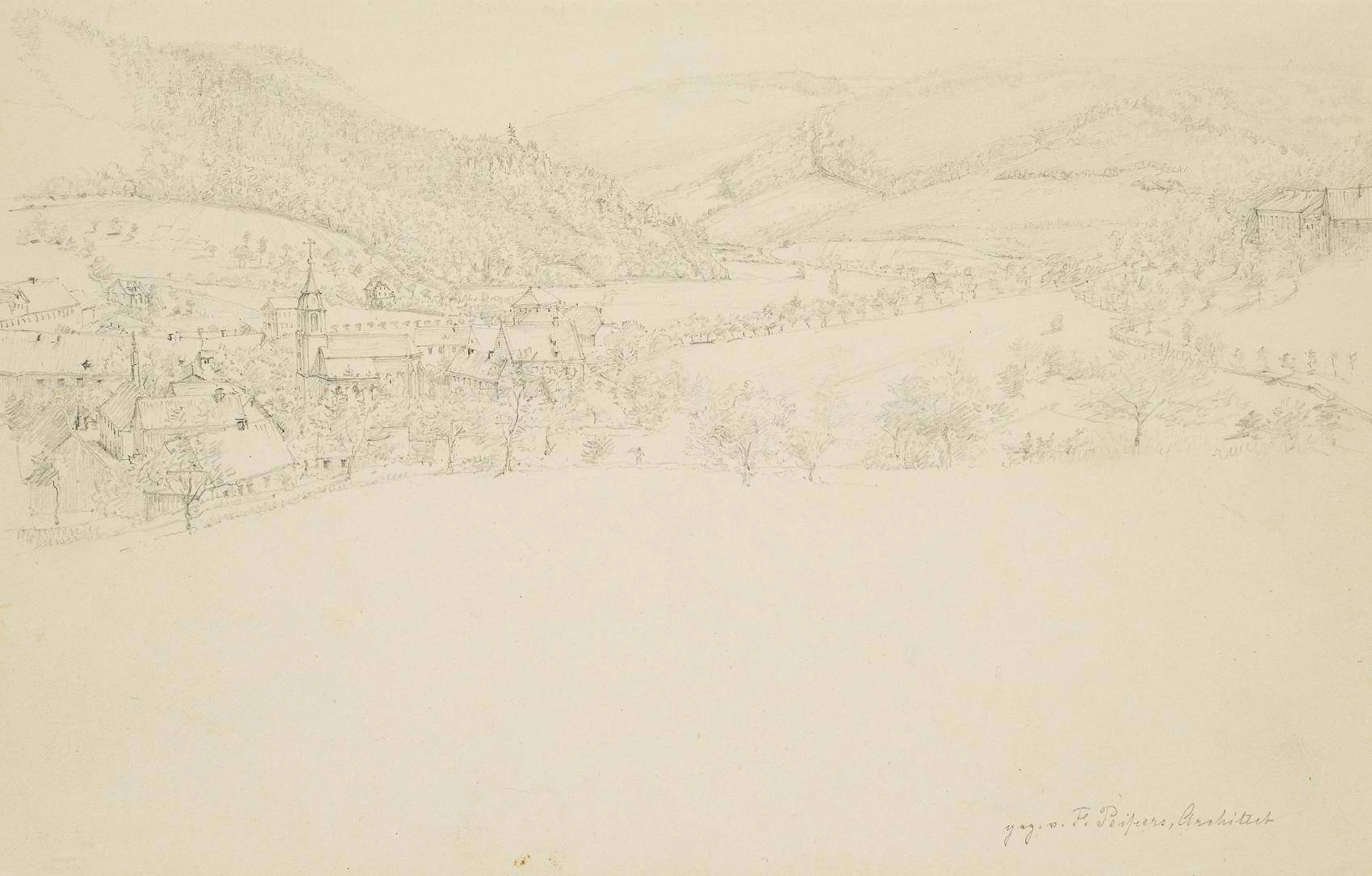 Blick in ein Tal mit kleiner Gemeinde | 14858