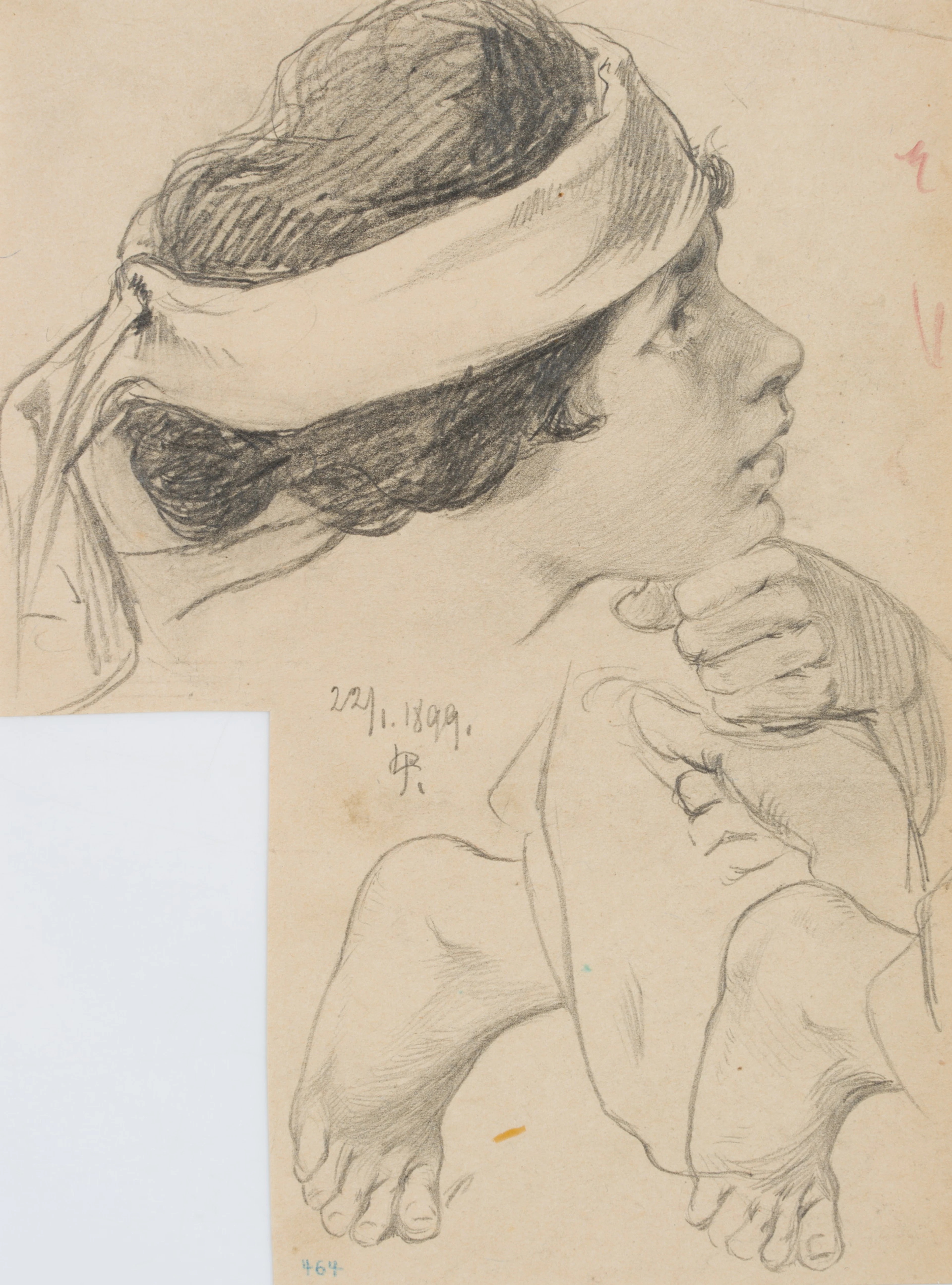 Leo Primavesi (1871 Köln - nach 1937 ), Kopf- und Fußstudie einer