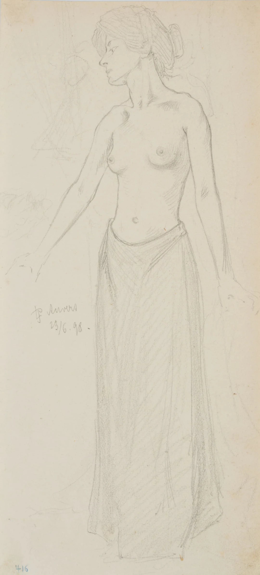 Leo Primavesi (1871 Köln - nach 1937 ), Weiblicher Akt mit Hüfttuch